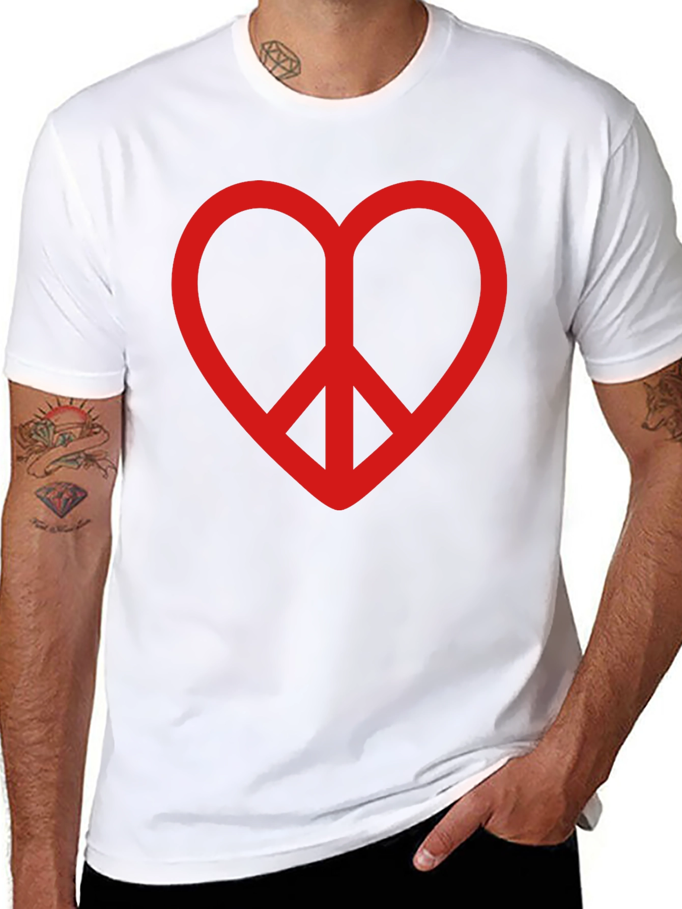 Black Heart Peace Sign Graphic Tee - Black view 8