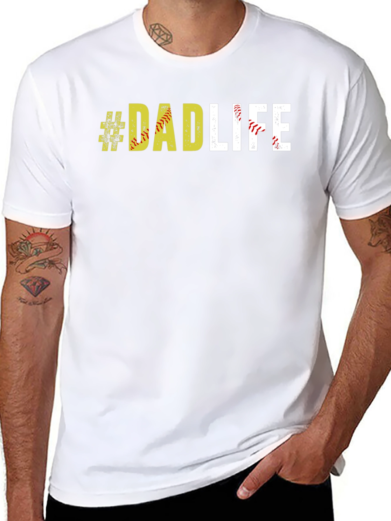 Black #DadLife Softball T-Shirt - Father's Day Apparel view 8