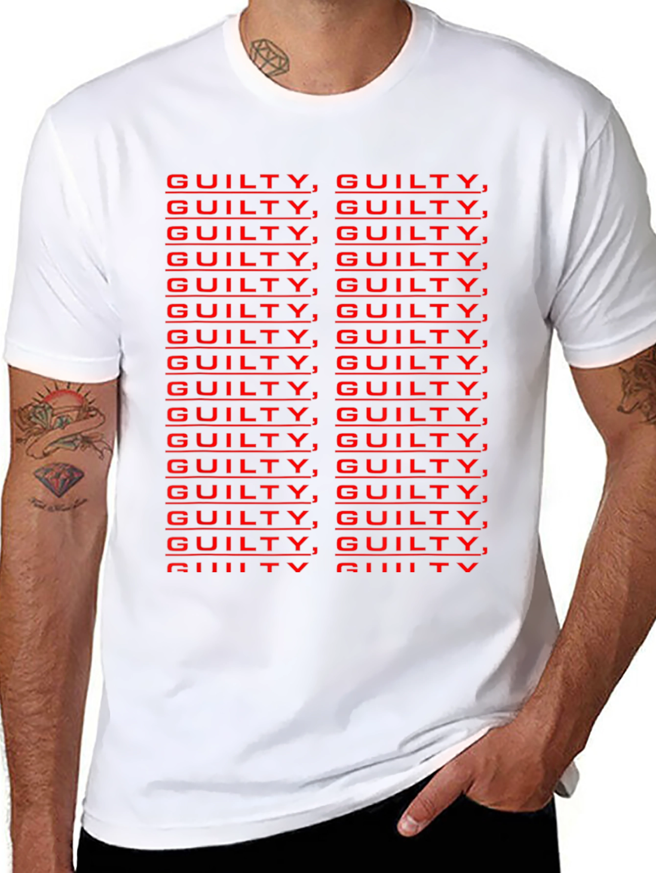 Black Guilty Repeated Graphic T-Shirt view 8