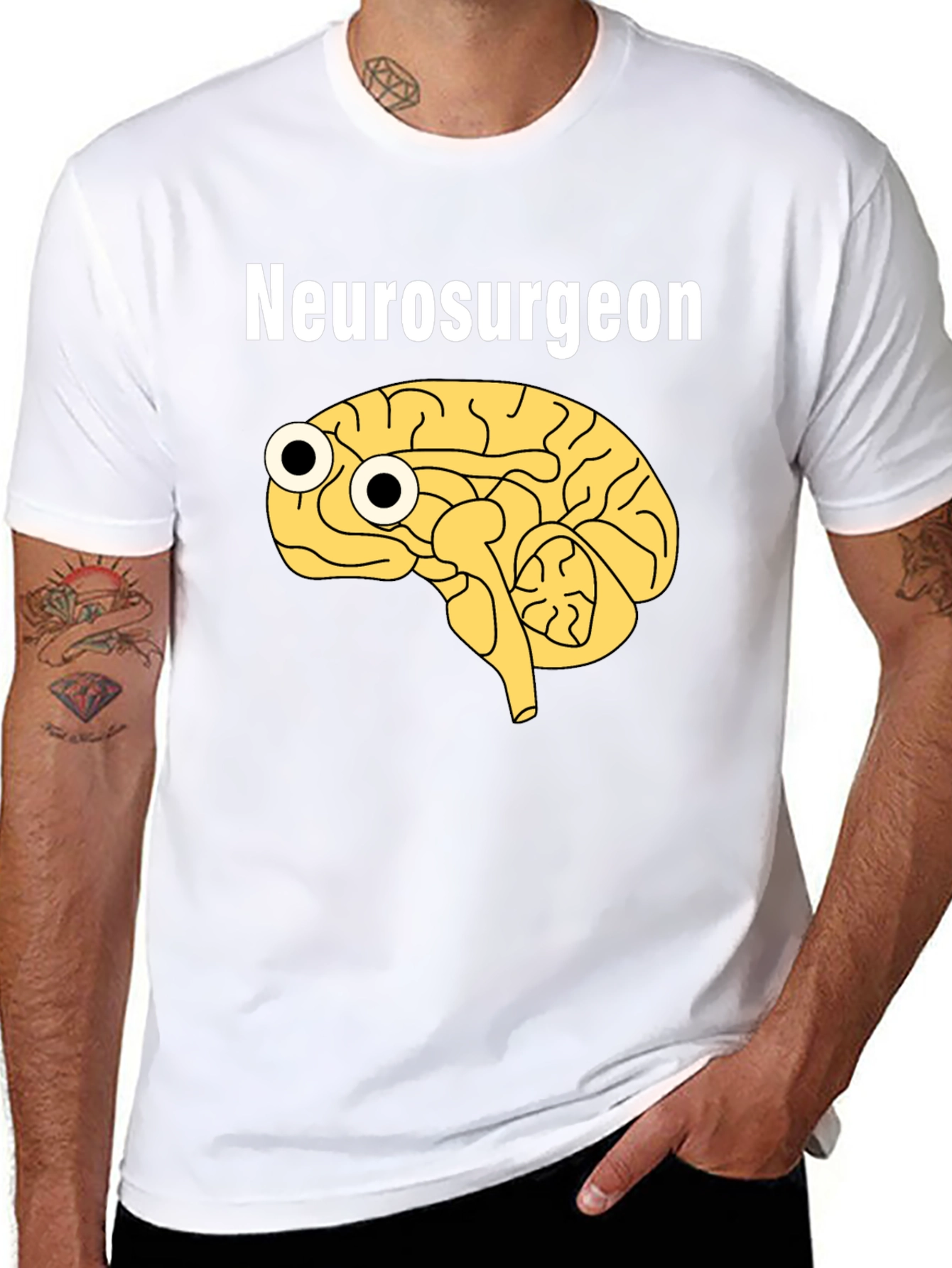 Black Funny Neurosurgeon Brain Googly Eyes Black T-Shirt view 8