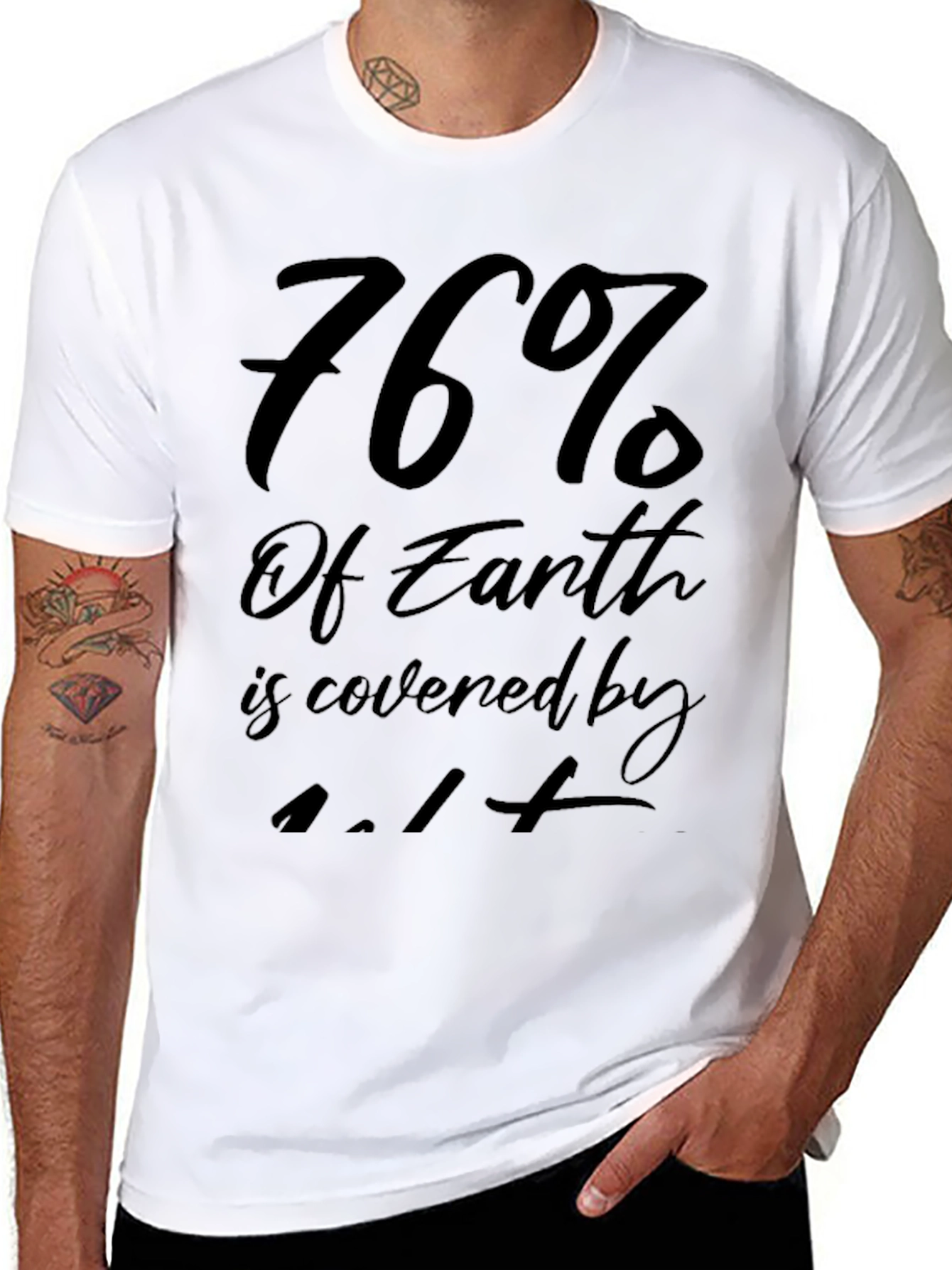 Black 76% Earth Covered T-Shirt - Black Graphic Tee view 8