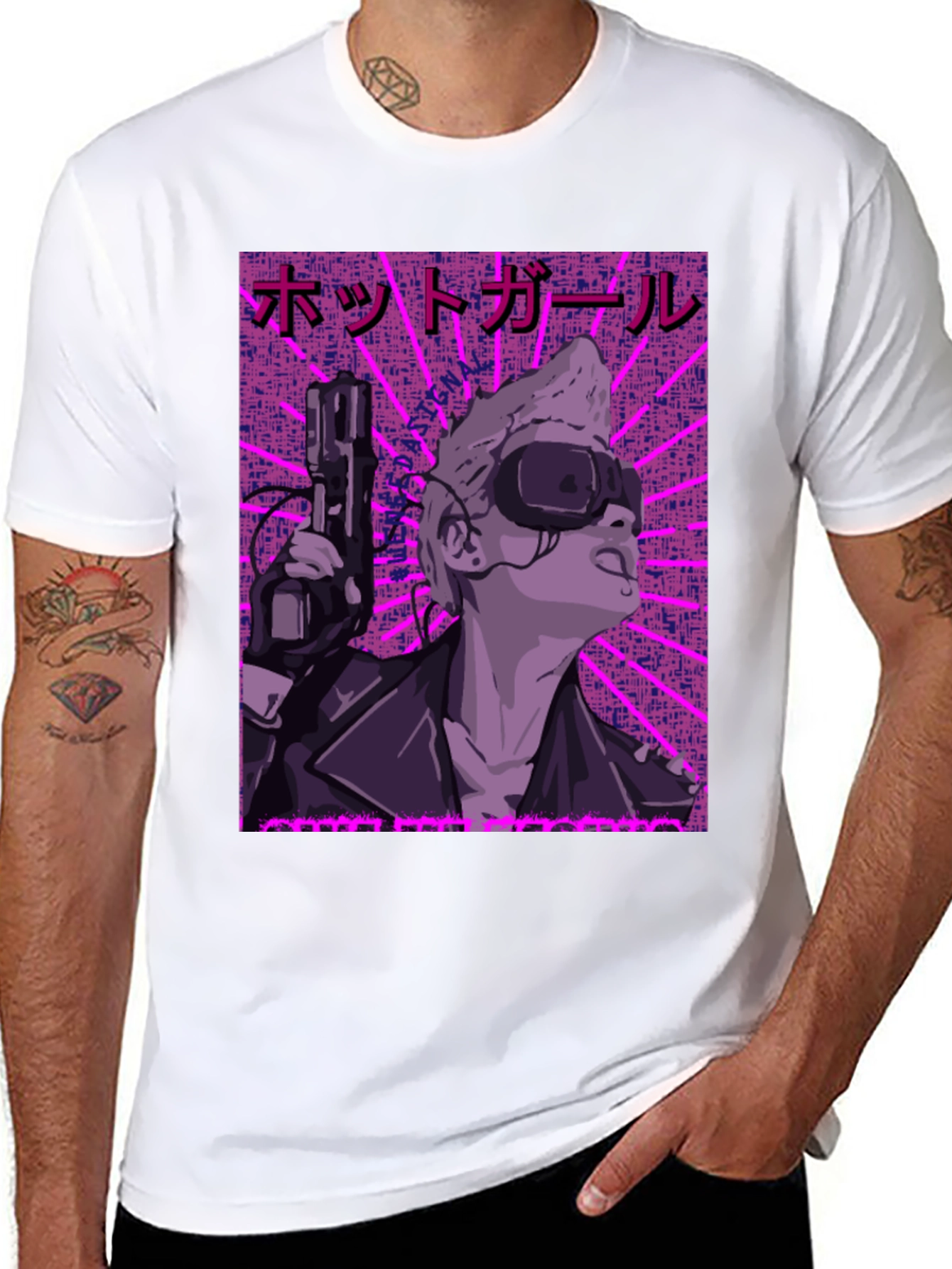 Black Cyberpunk Girl Graphic Print Tee view 8