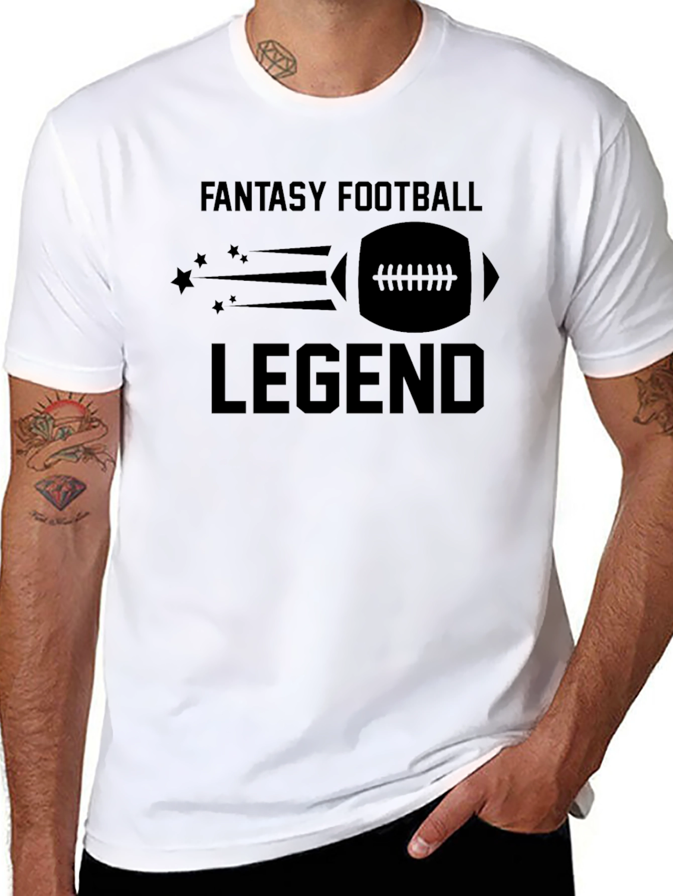 Black Fantasy Football Legend T-Shirt - Black Crew Neck Tee view 8