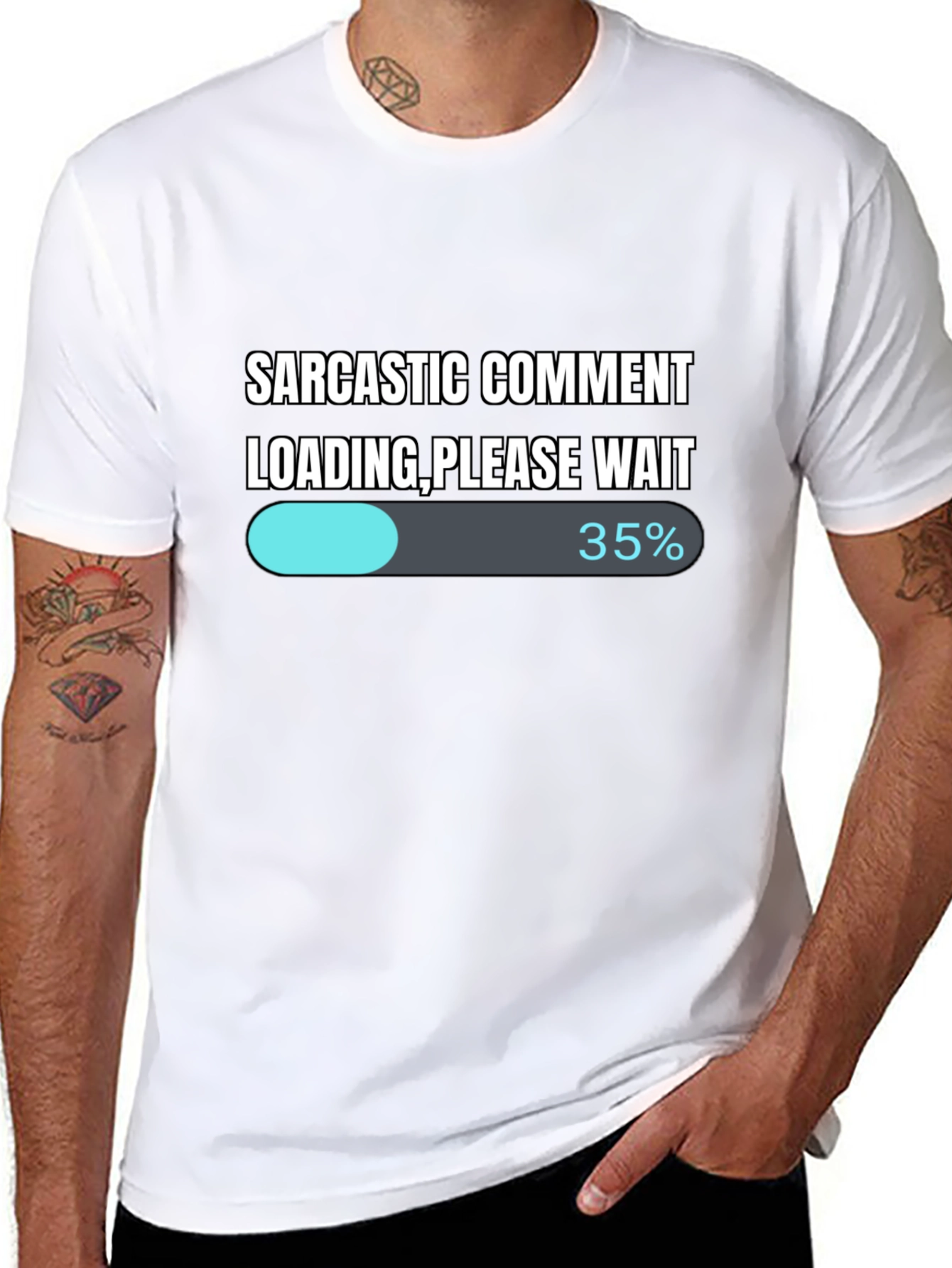 Black Sarcastic Comment Loading T-Shirt - Funny Novelty Tee view 8