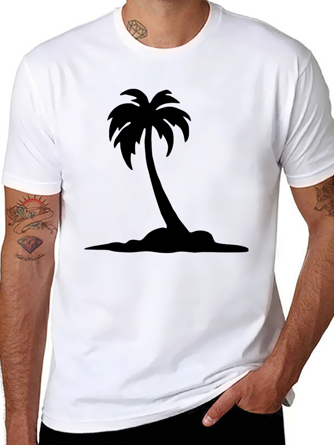 Black Men's Black Palm Tree Graphic Tee - Casual Comfort view 8