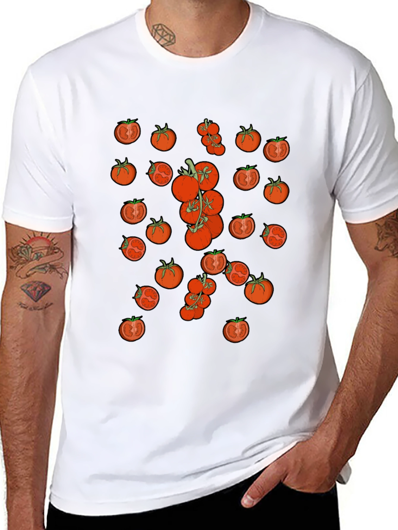 Tomato Pattern Black T-Shirt - 8