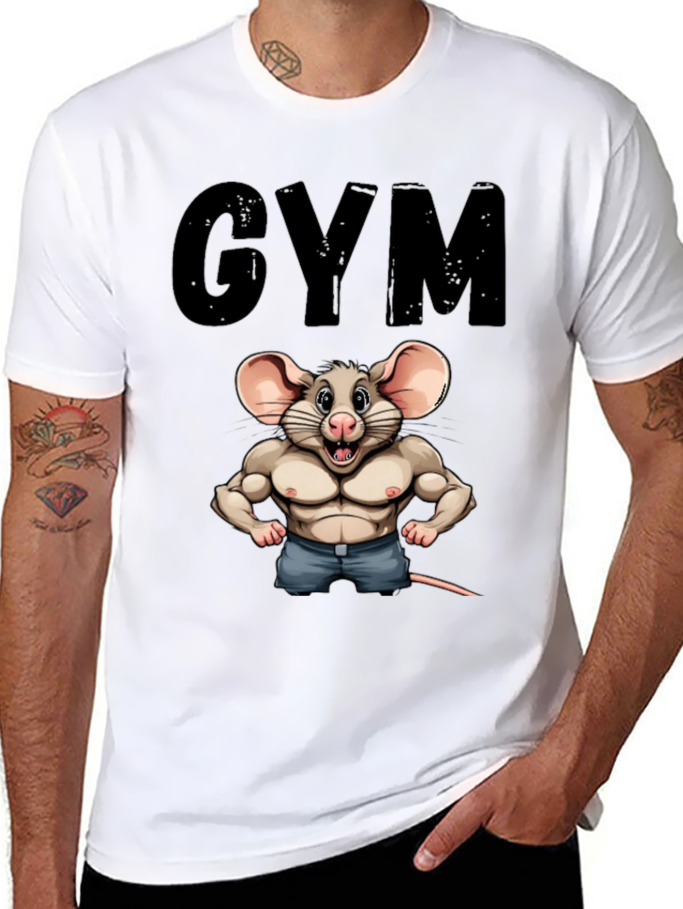 Black Funny Gym Rat T-Shirt view 8
