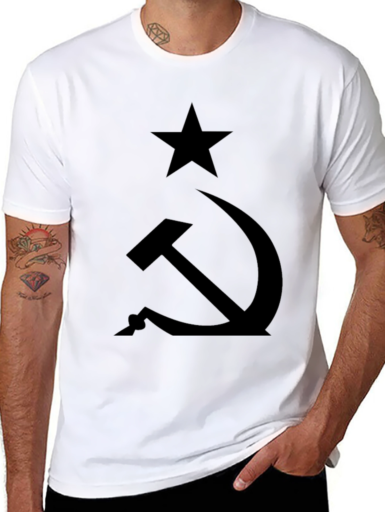 Black Hammer & Sickle Black T-Shirt - Classic Communist Symbol view 8