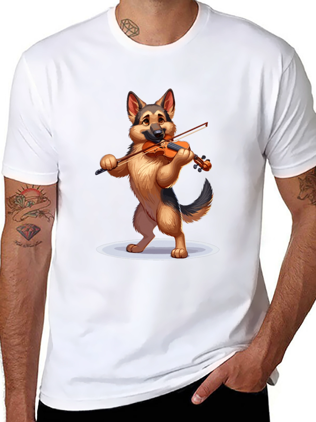 Black Dog Playing Violin Graphic T-Shirt view 8