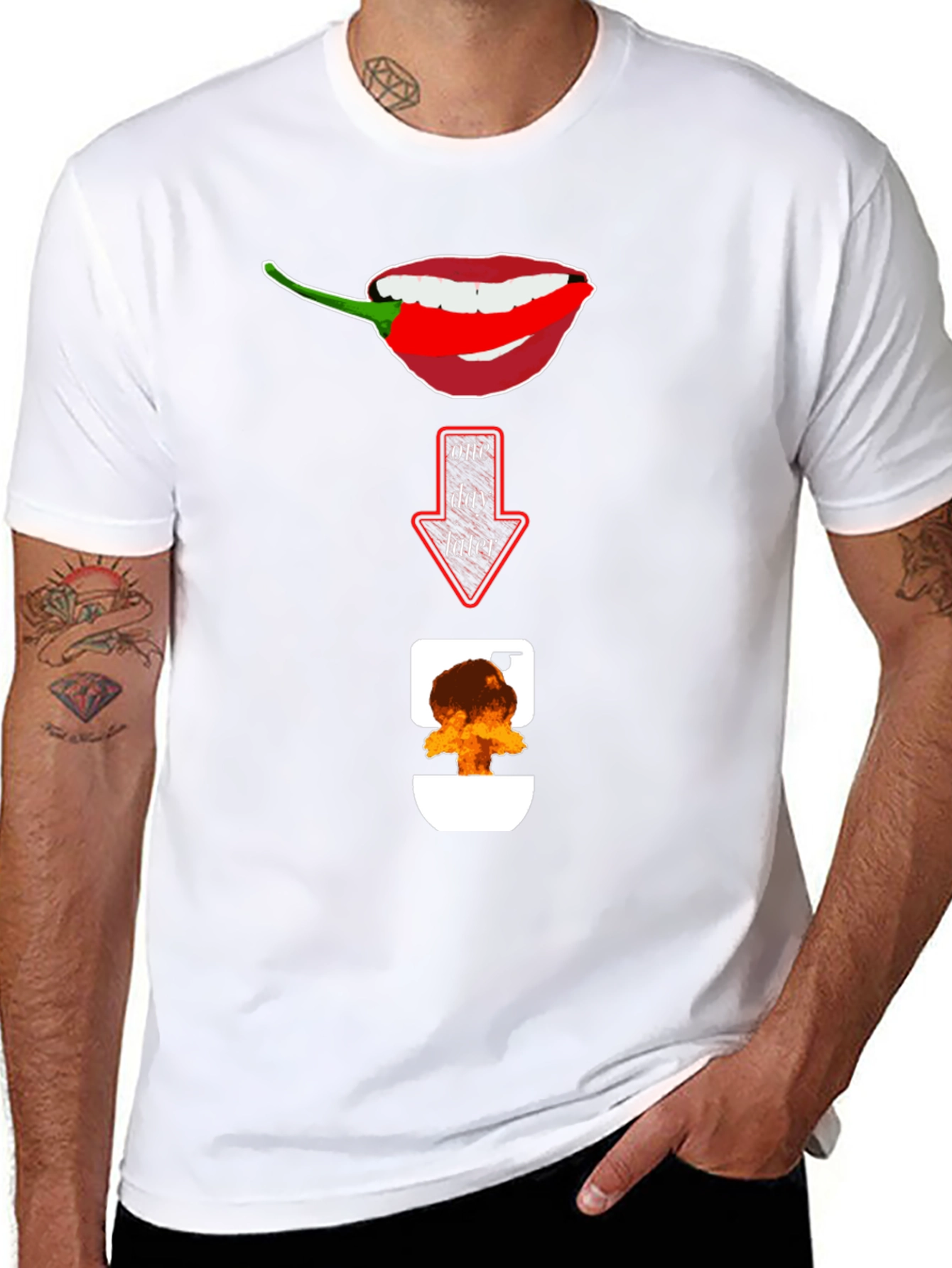Black Spicy Food Humor T-Shirt: Afterburn Graphic Tee view 8