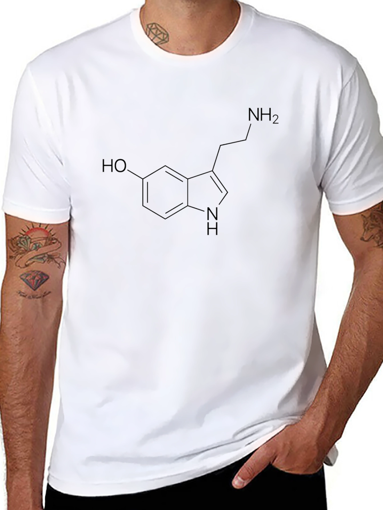 Black Serotonin Molecule Graphic Tee - Black view 8
