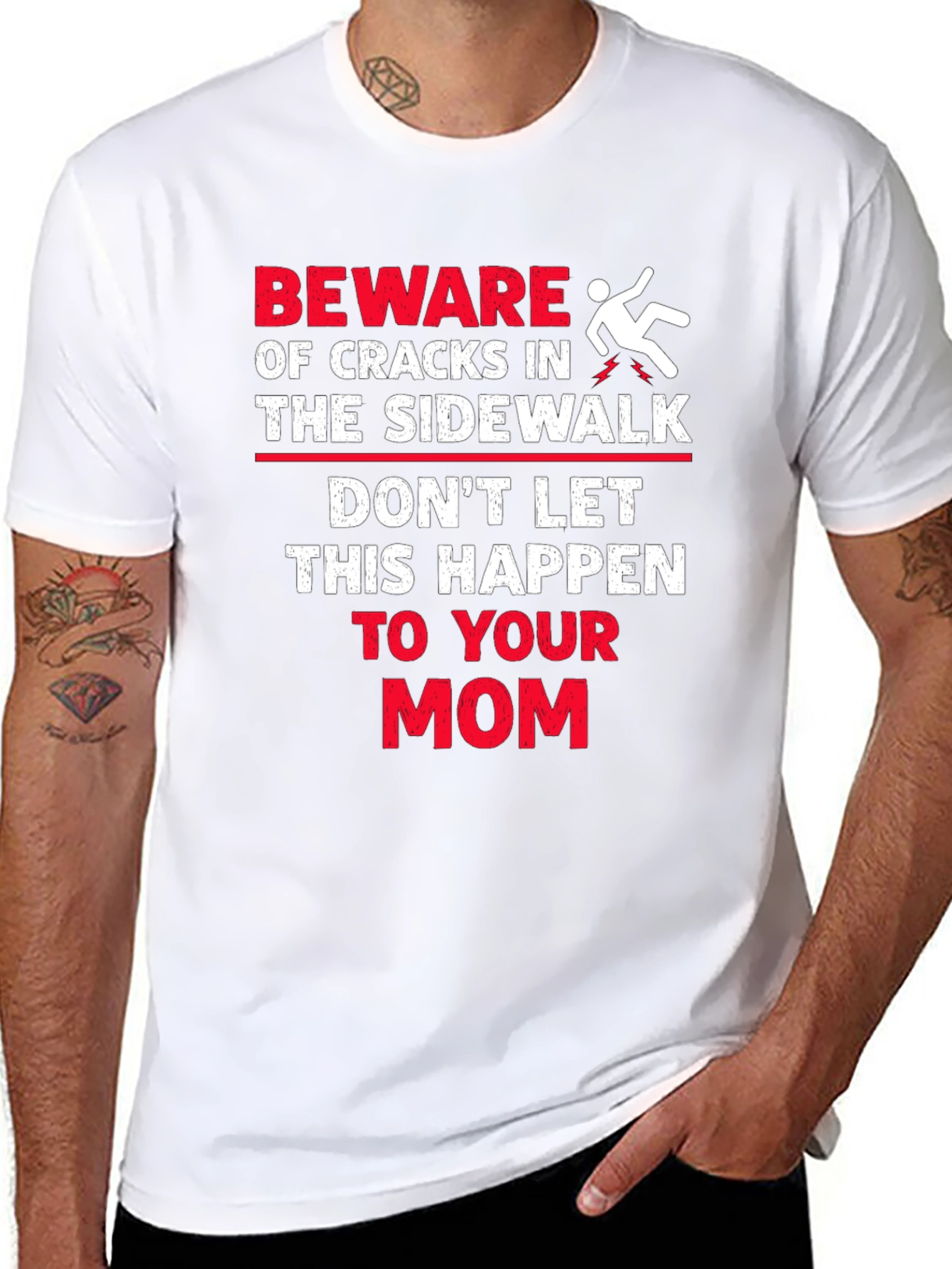 Black Beware Cracks Sidewalk Funny Mom Graphic Tee view 8