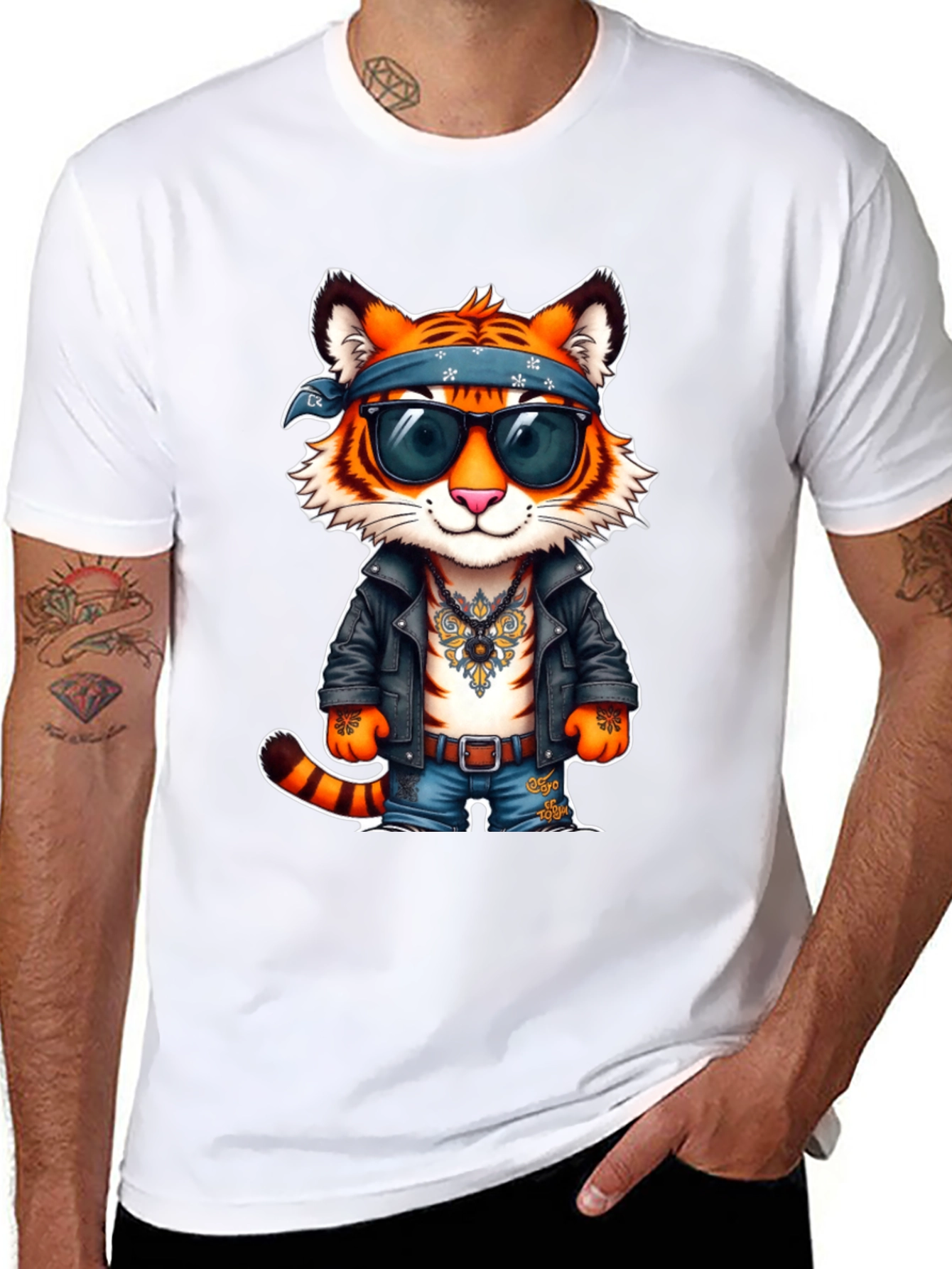 Black Cool Tiger Graphic Tee - Rocker Style view 8