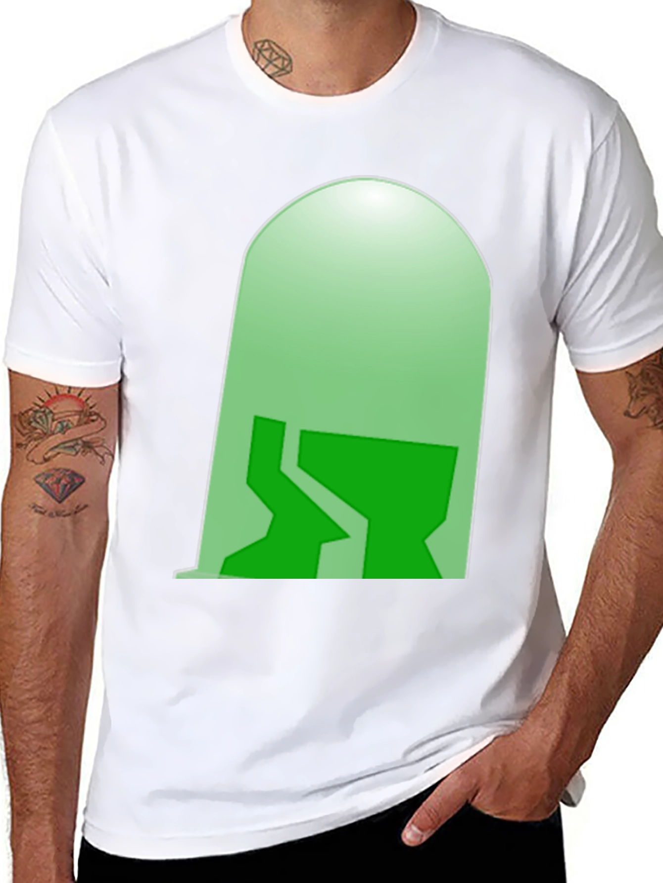 Black Green Tombstone T-Shirt - Unique Graphic Tee view 8