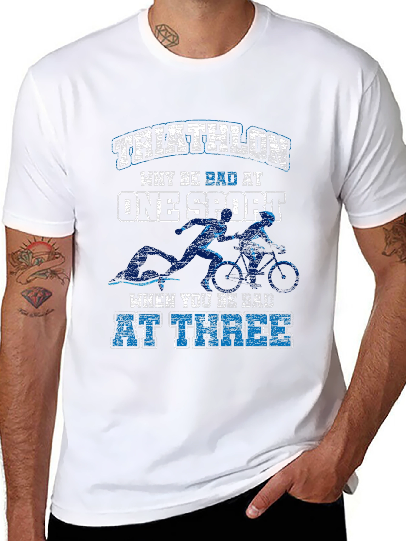 Black Triathlon Why Be Bad At One T-Shirt view 8