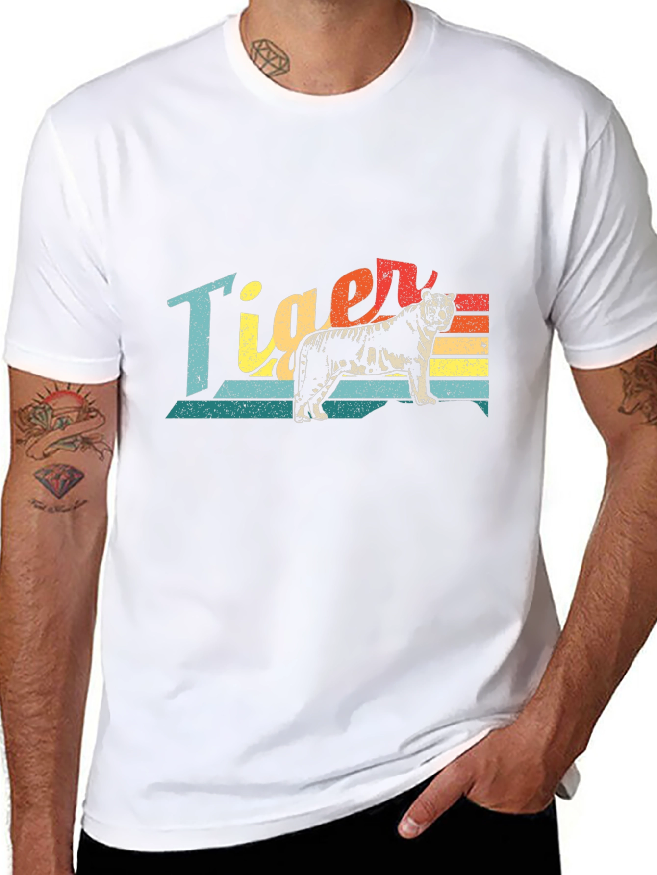 Black Retro Tiger Graphic T-Shirt view 8