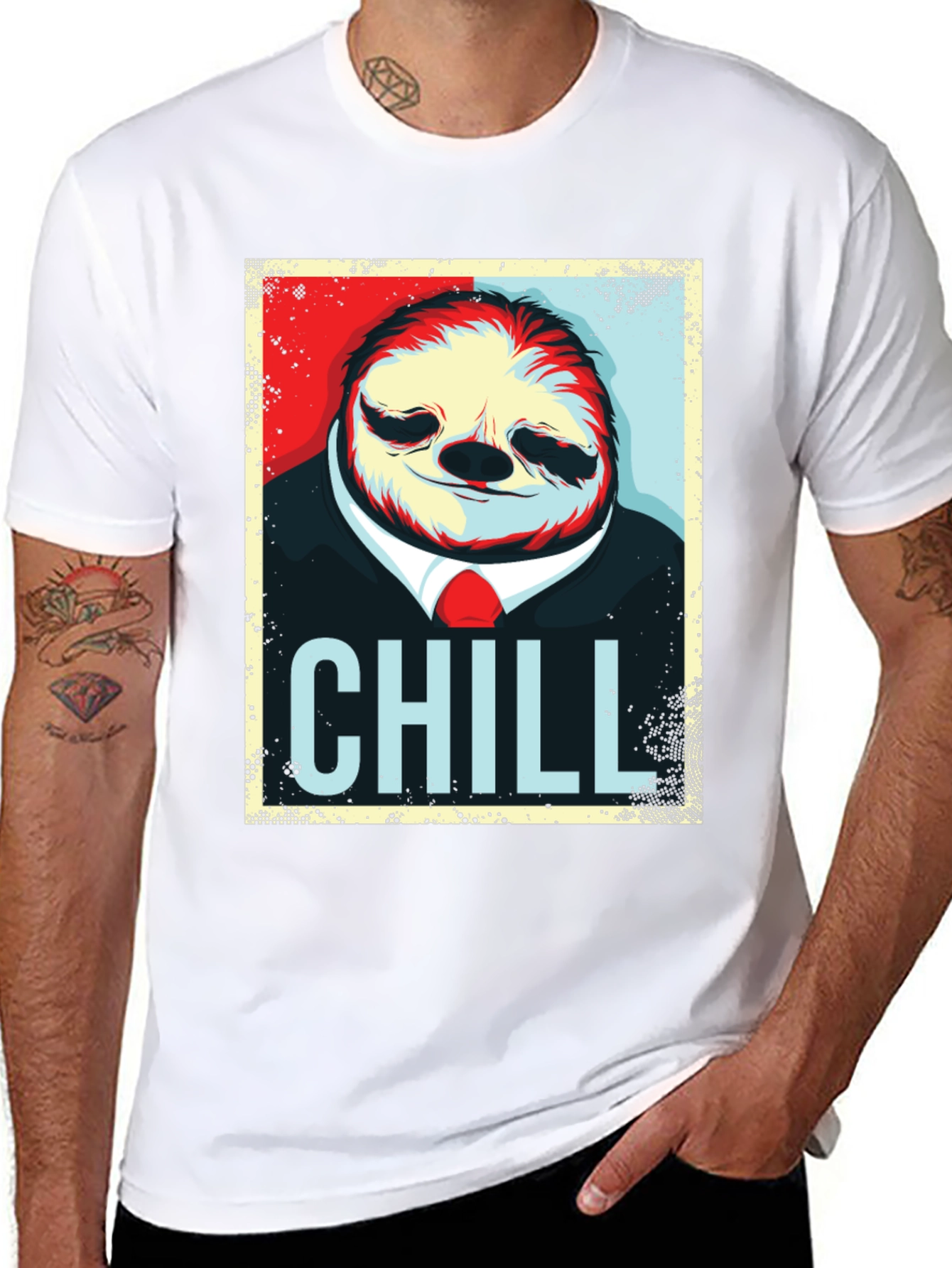 Black Chill Sloth Graphic T-Shirt - Relaxed Style view 8