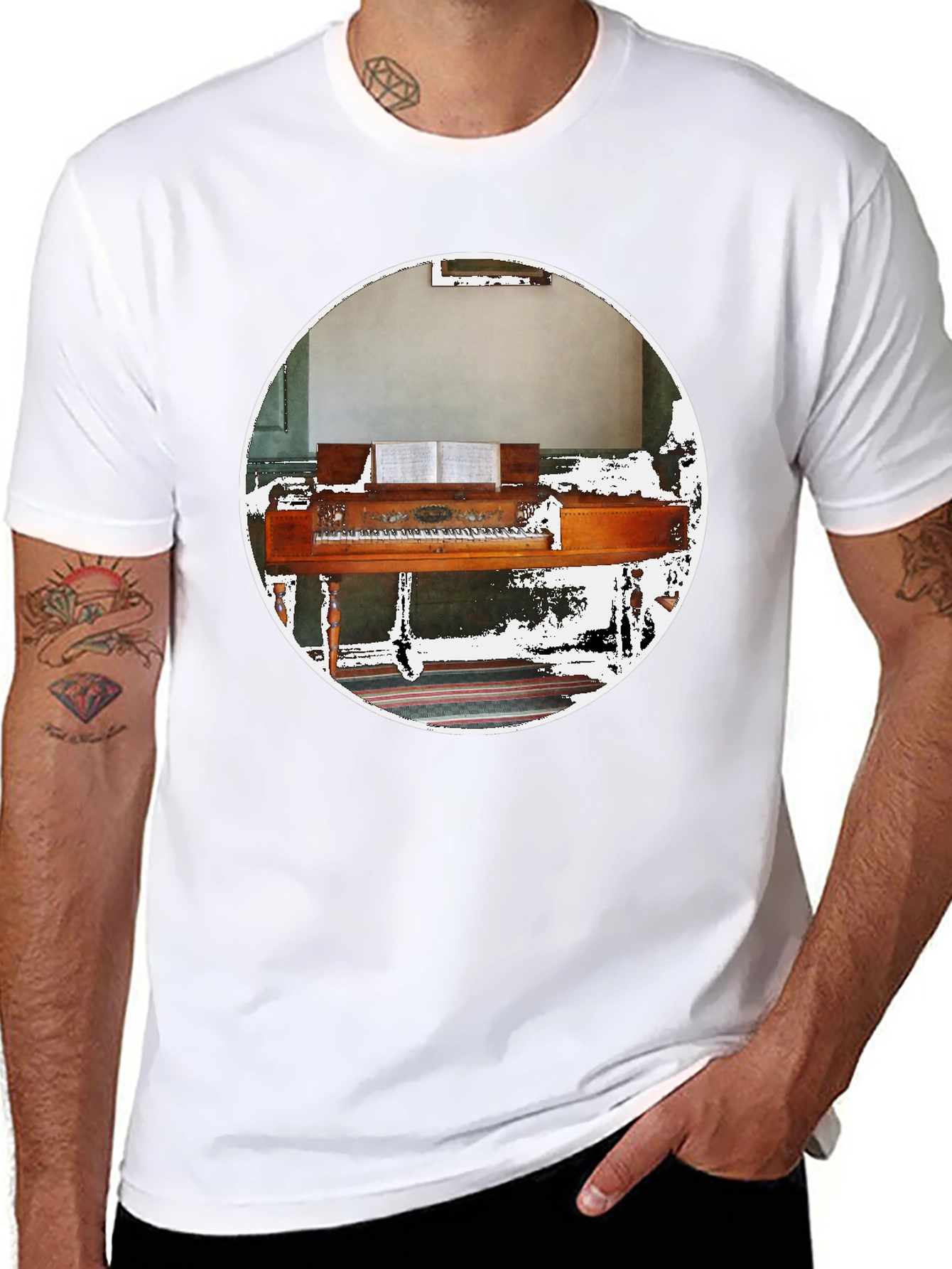 Black Piano Graphic Tee - Musical Instrument Shirt view 8