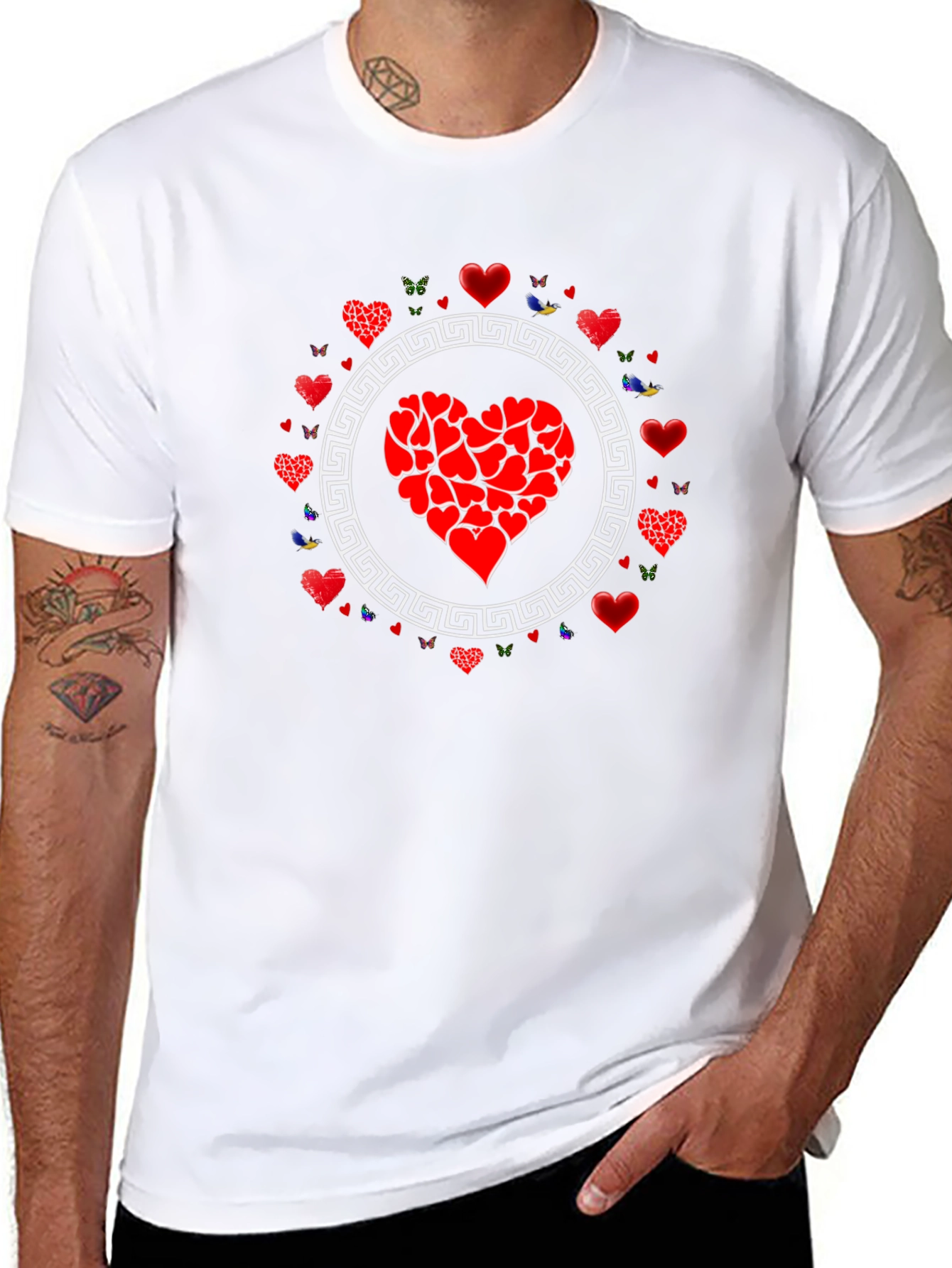 Black Heart Graphic Tee - Black Cotton Casual view 8