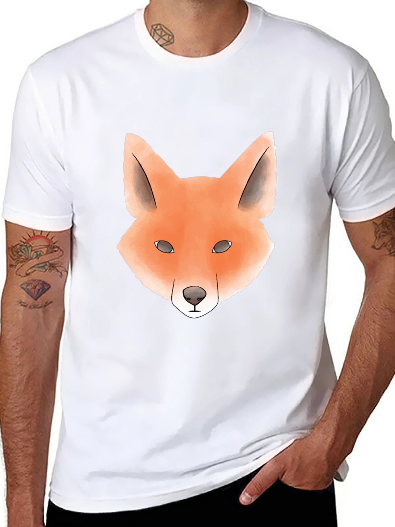 Black Cool Fox Graphic Tee - Trendy Unisex T-Shirt view 8