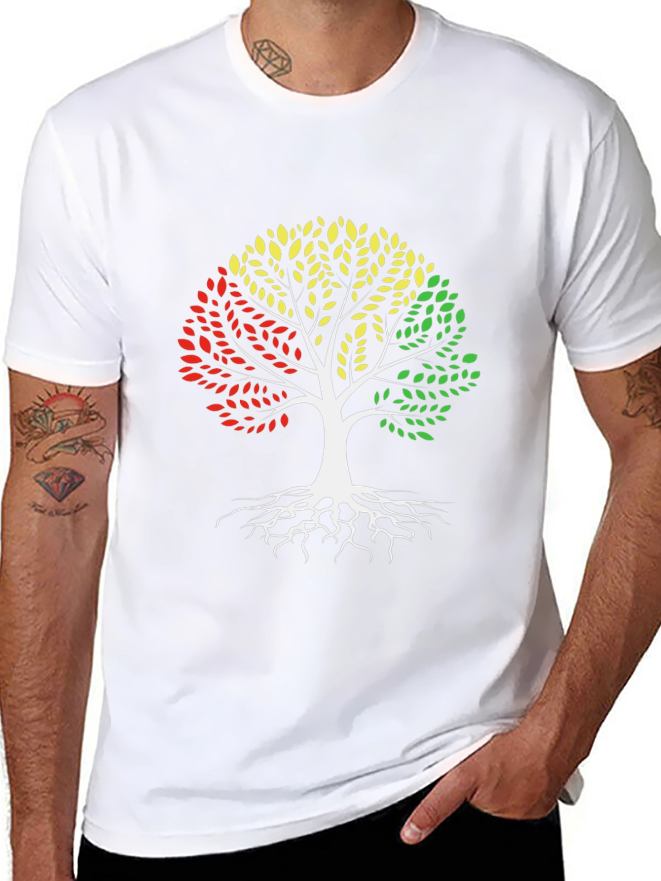 Black Pan-African Colors Tree of Life Graphic T-Shirt view 8