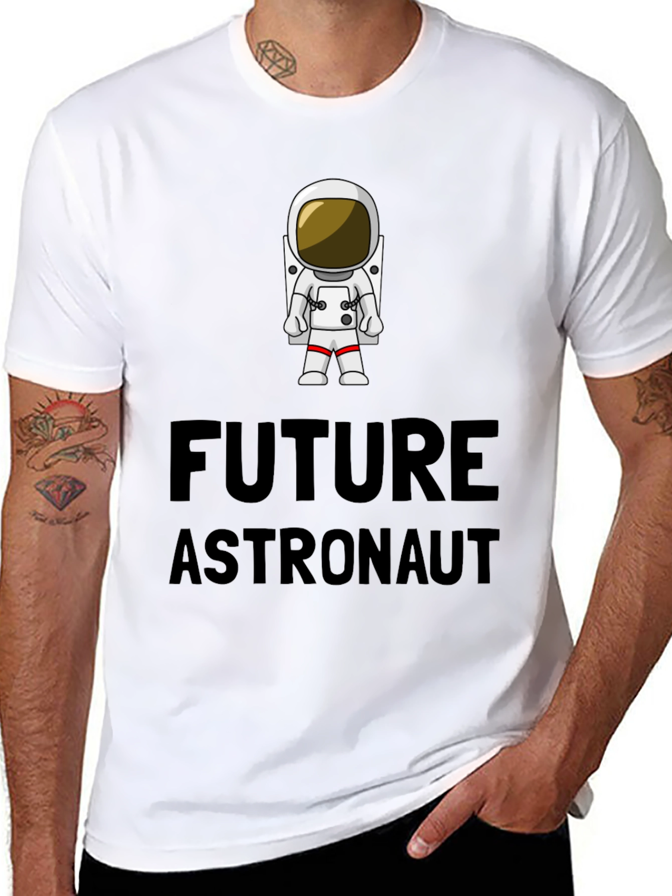 Black Future Astronaut T-Shirt - Black Cotton Crew Neck view 8