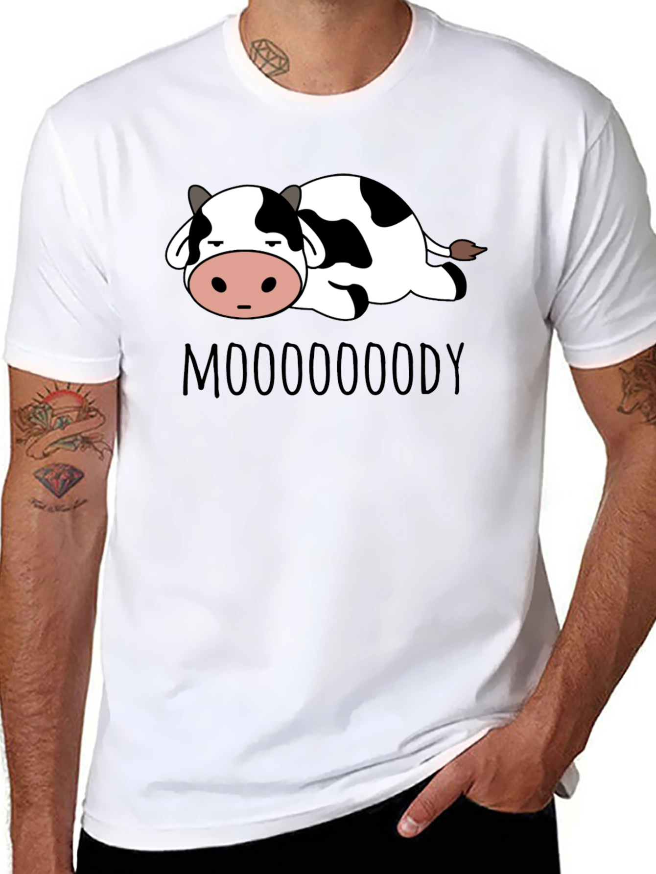 Black Mooooody Cow Graphic Tee - Soft Cotton Blend view 8
