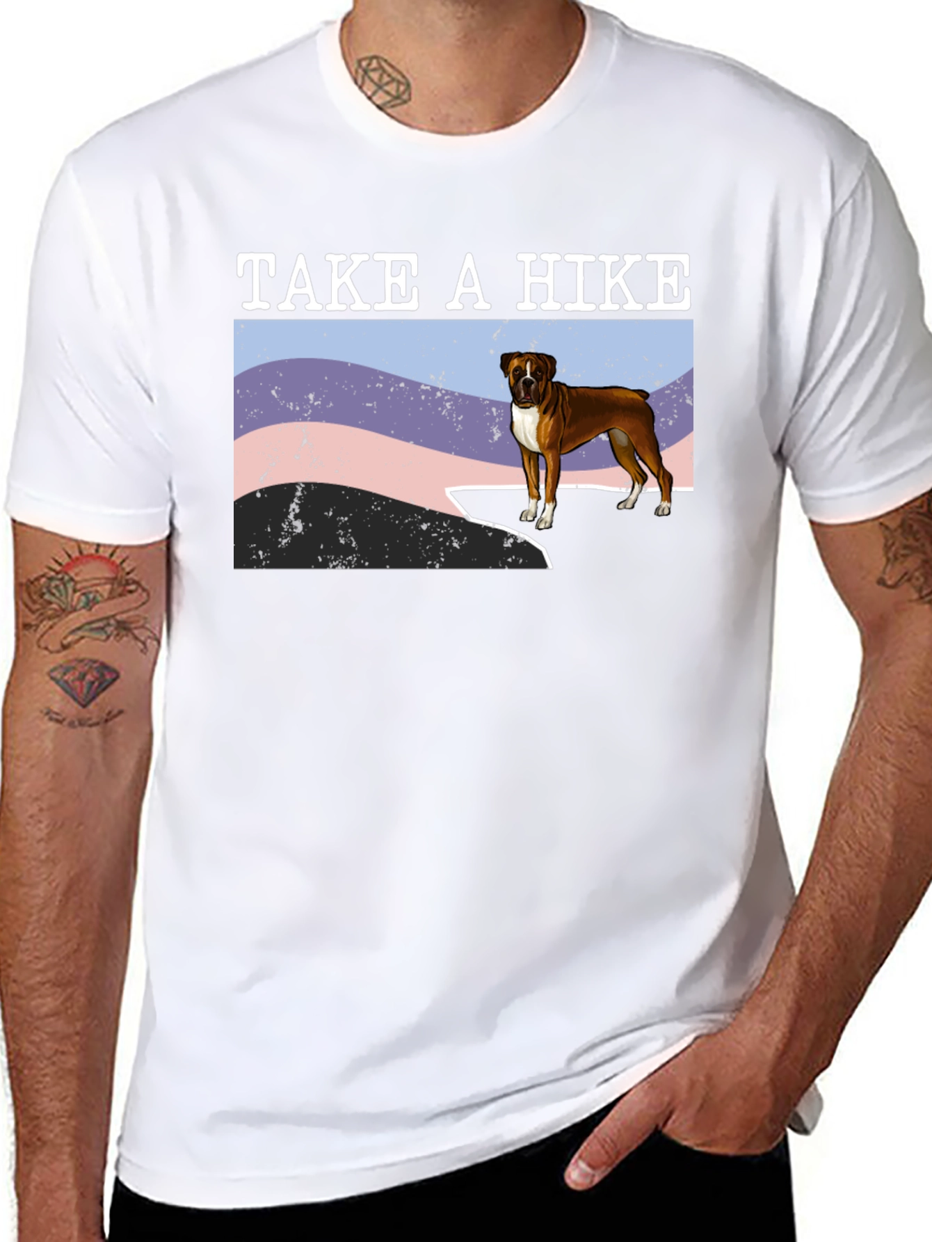 Black Take A Hike Boxer Dog T-Shirt view 8