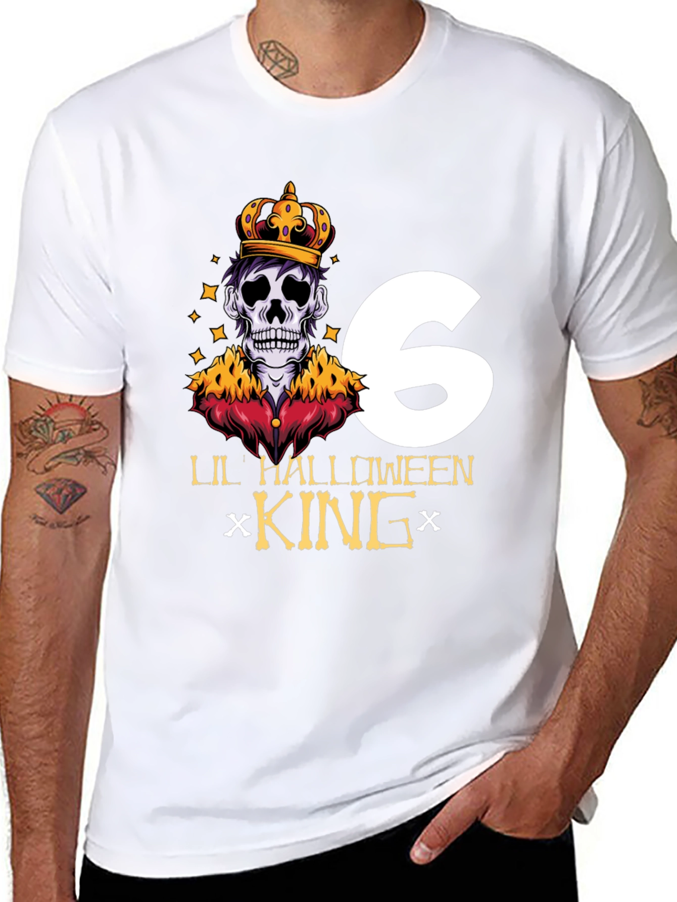 Black Lil' Halloween King Sixth Birthday T-Shirt view 8