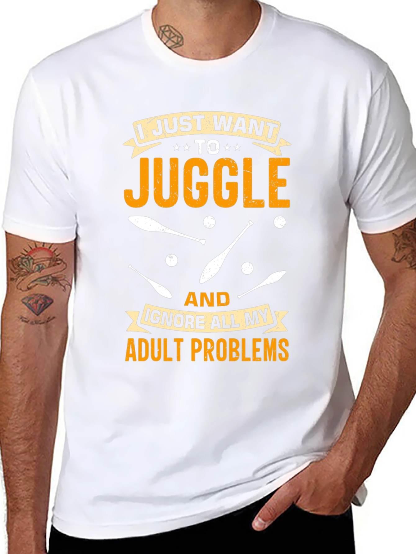 Black Juggling Adult Problems T-Shirt: Fun & Comfortable view 8