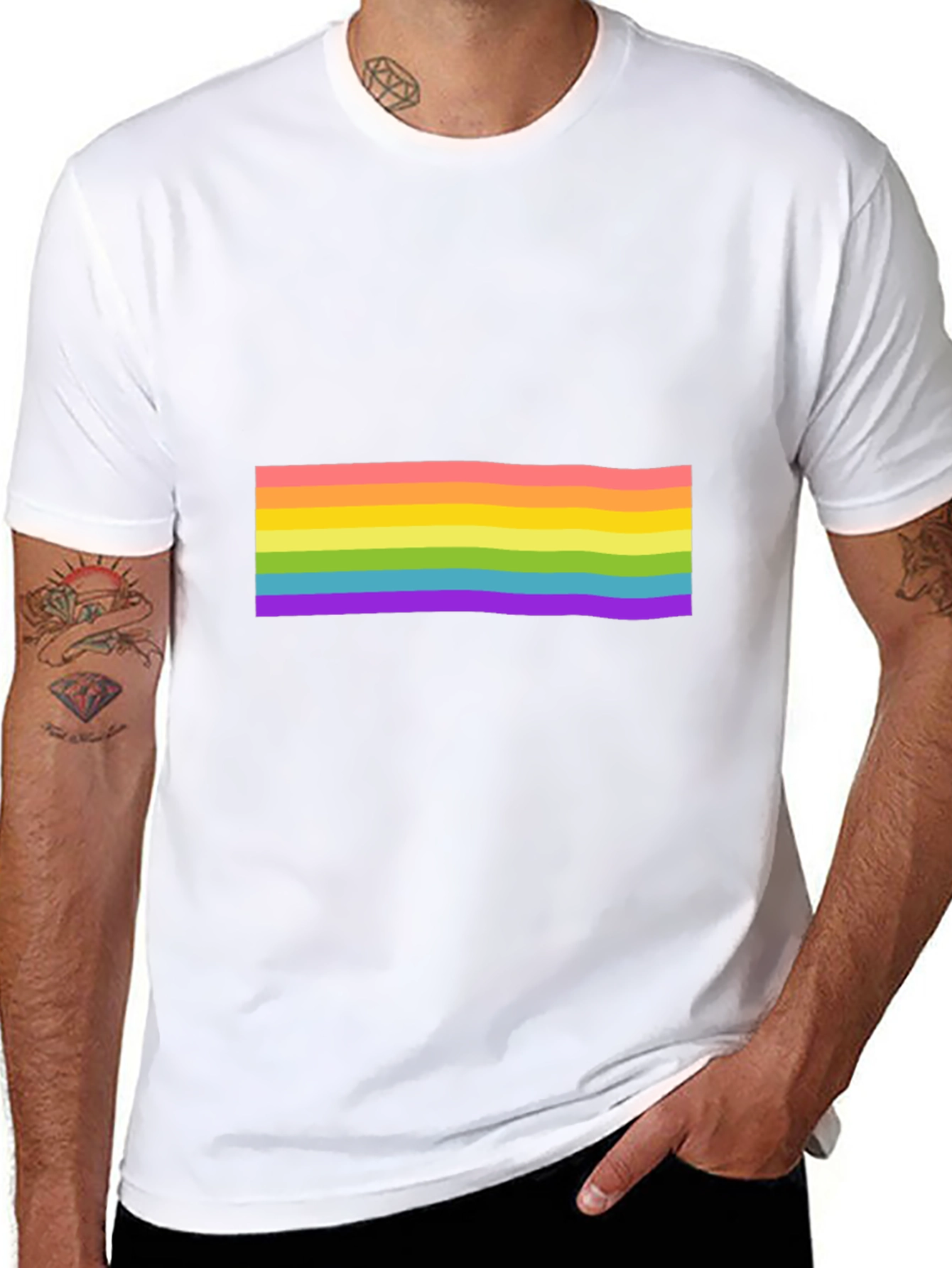 Black Pride Rainbow Striped Black T-Shirt view 8