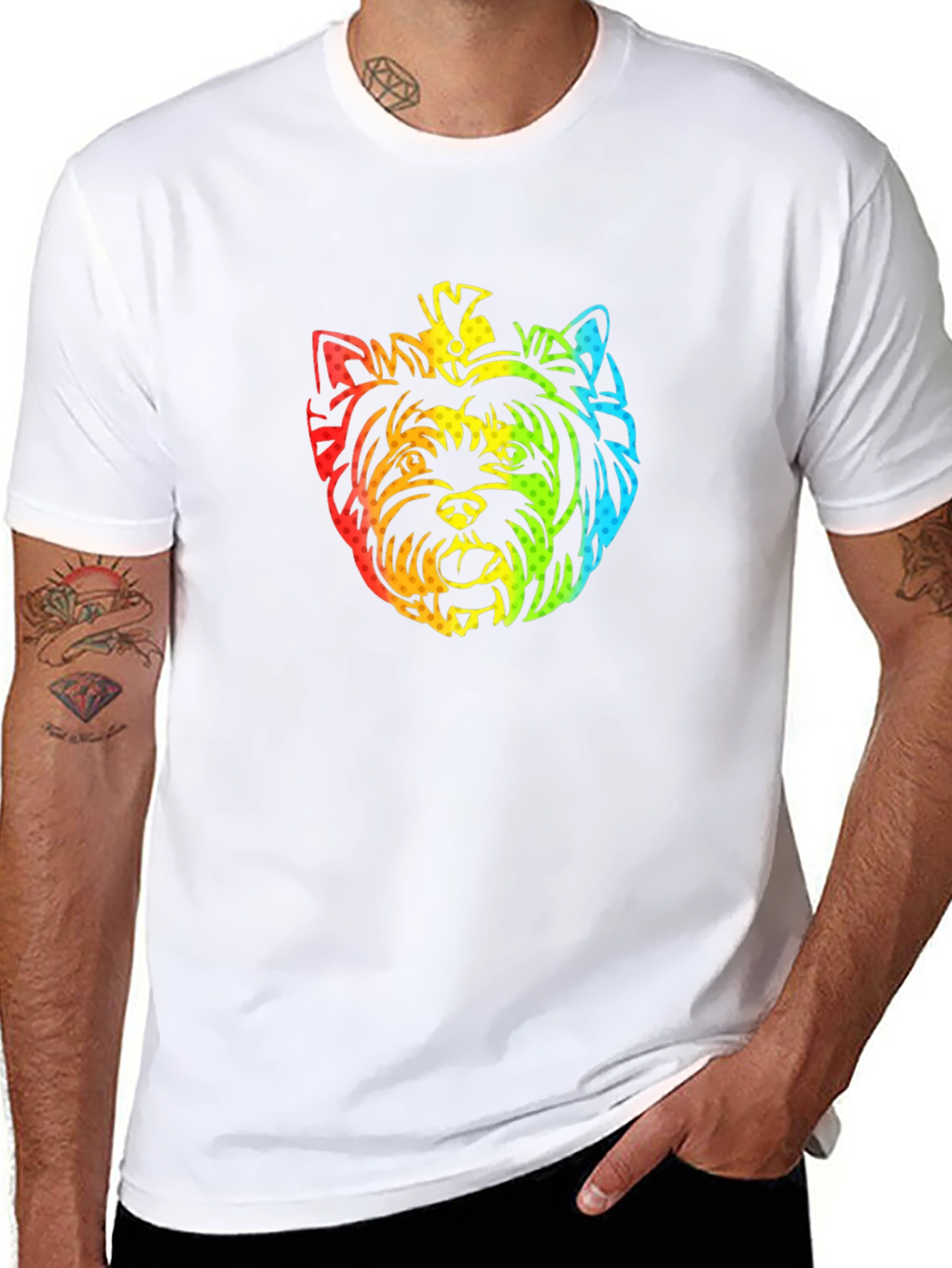 Black Rainbow Yorkshire Terrier Graphic T-Shirt view 8