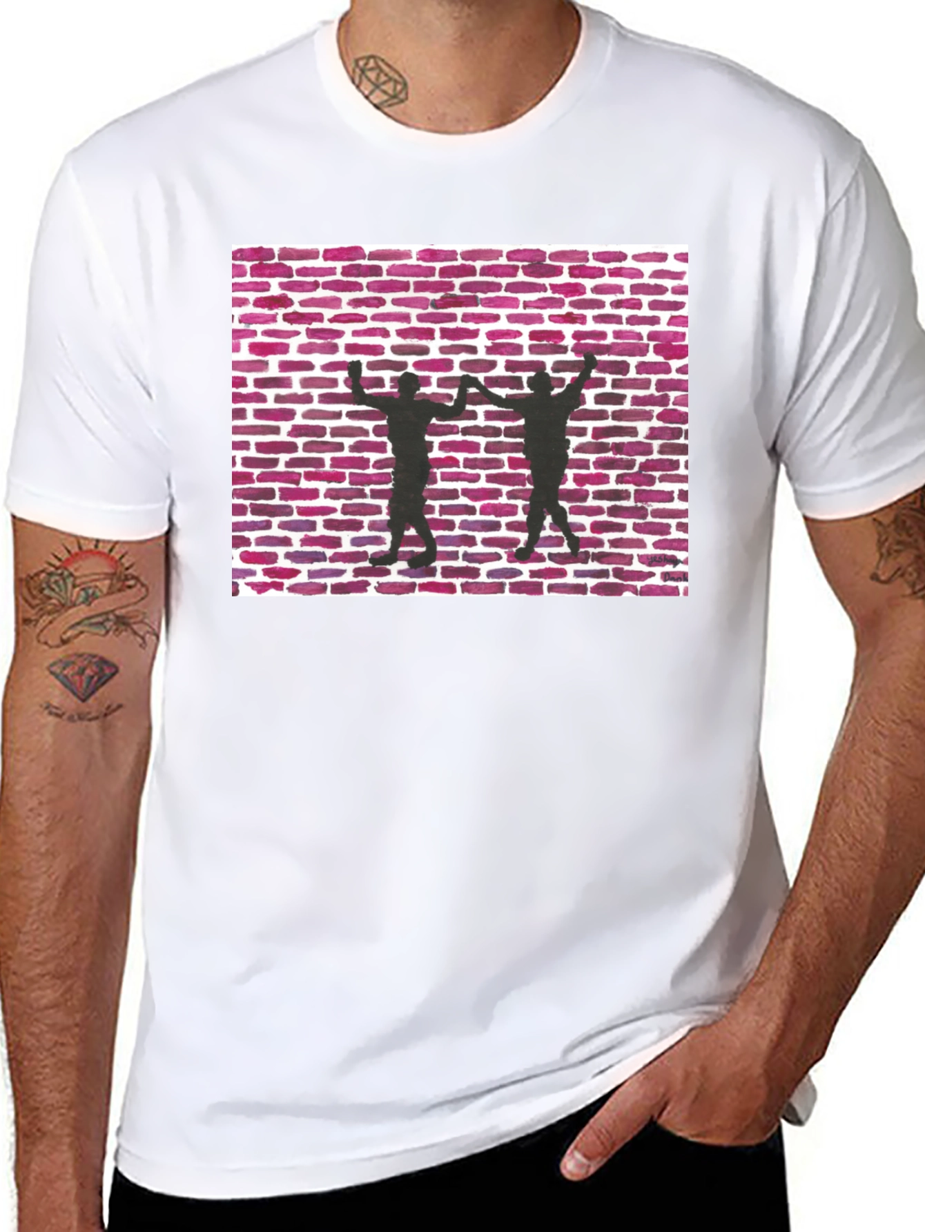 Black Brick Wall Dance Silhouette Graphic Tee - Black view 8