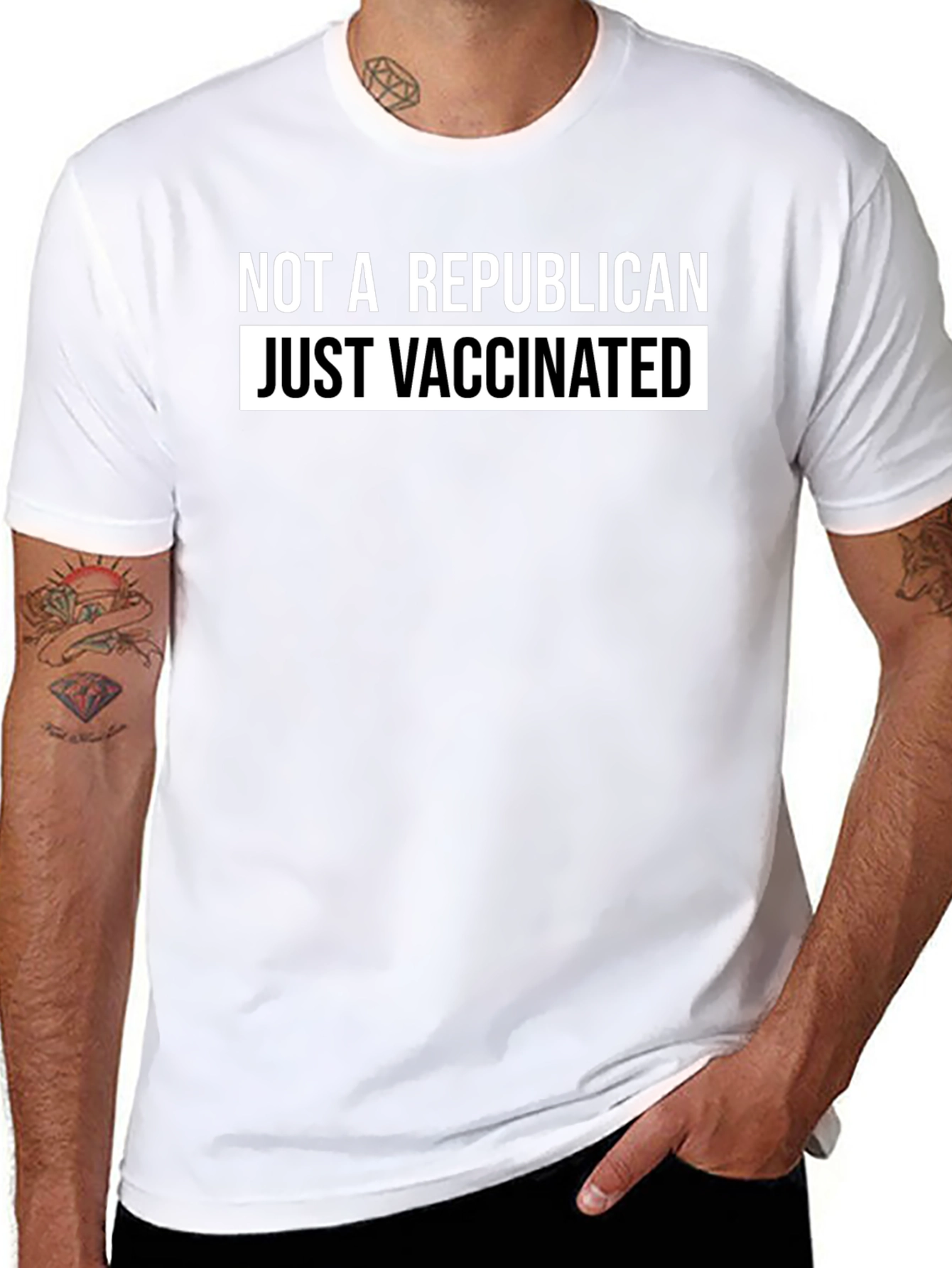 Black Not a Republican Just Vaccinated Graphic Tee view 8