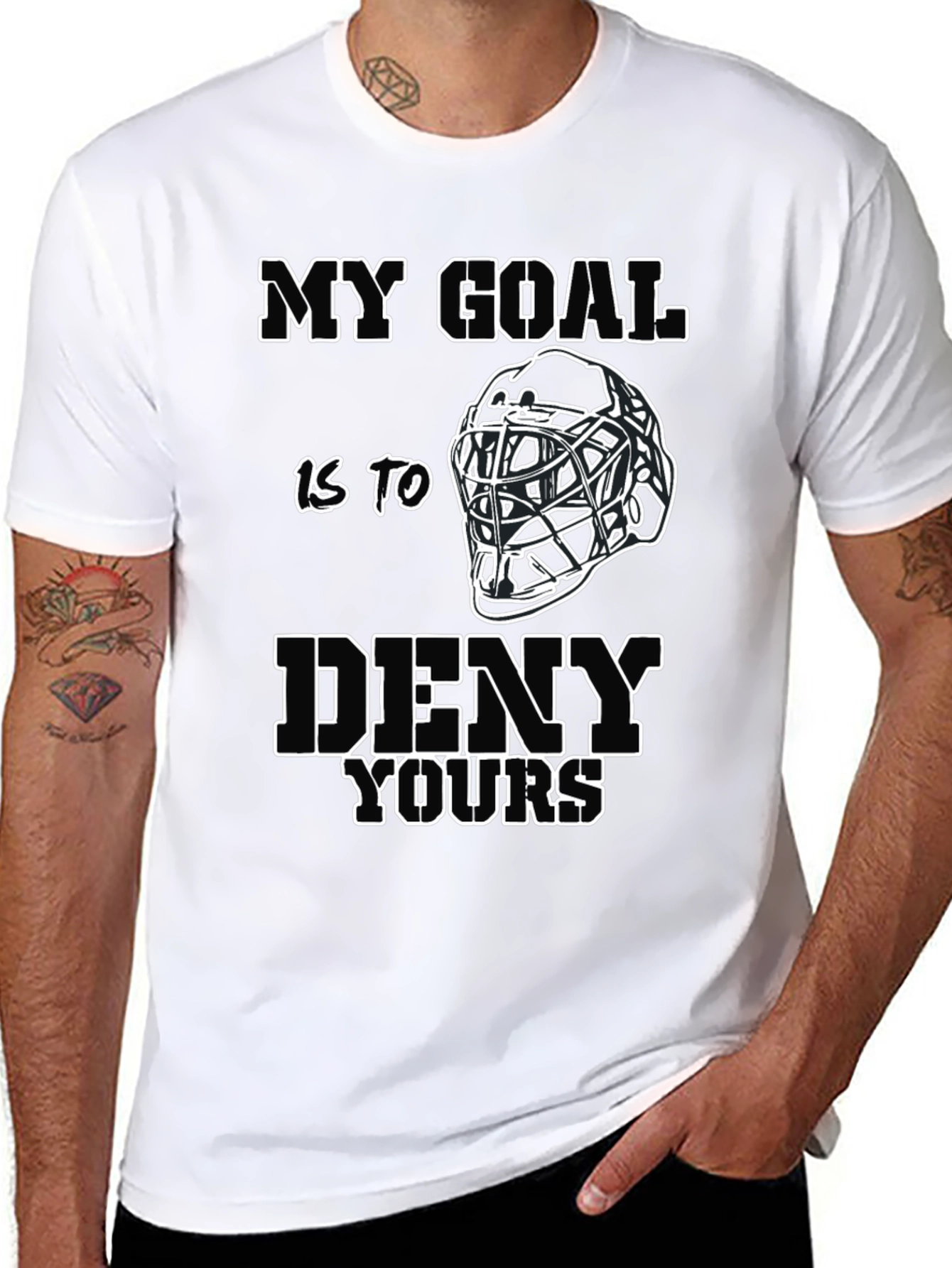 Black My Goal Is To Deny Yours - Hockey Goalie T-Shirt view 8