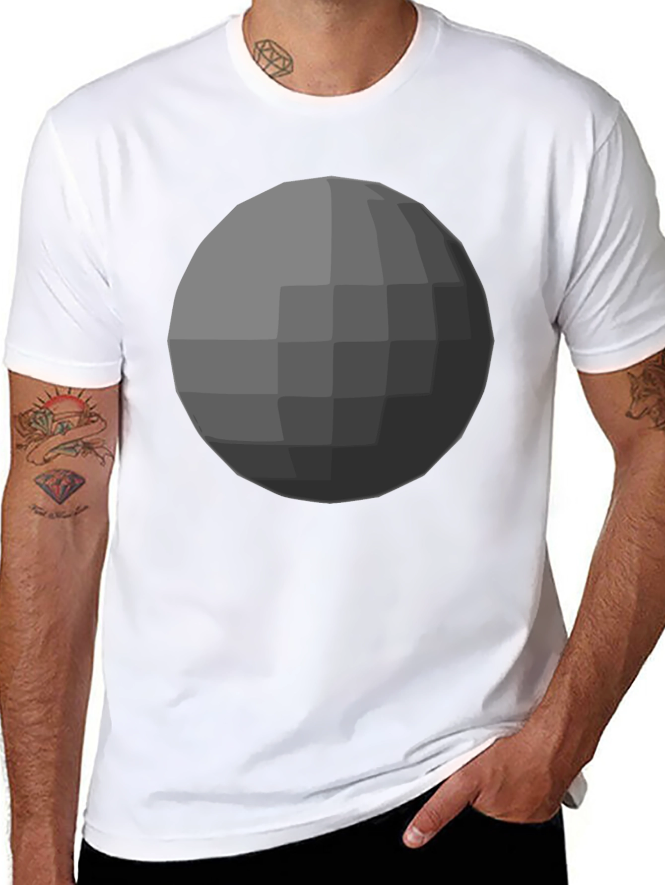 Black Geometric Sphere Graphic Tee - Modern Minimalist Design view 8