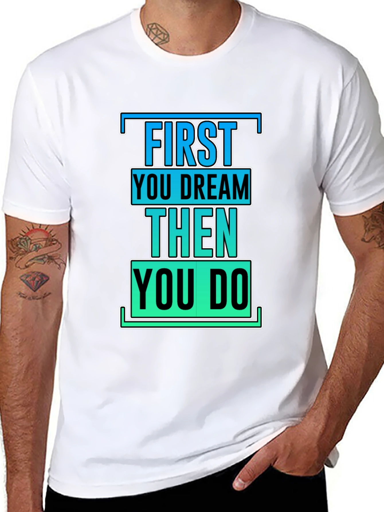 Black Inspirational First Dream Then Do T-Shirt view 8