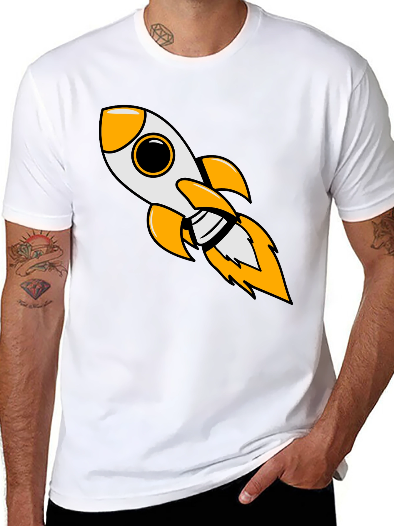 Black Rocket Blast Men's Black Graphic Tee view 8