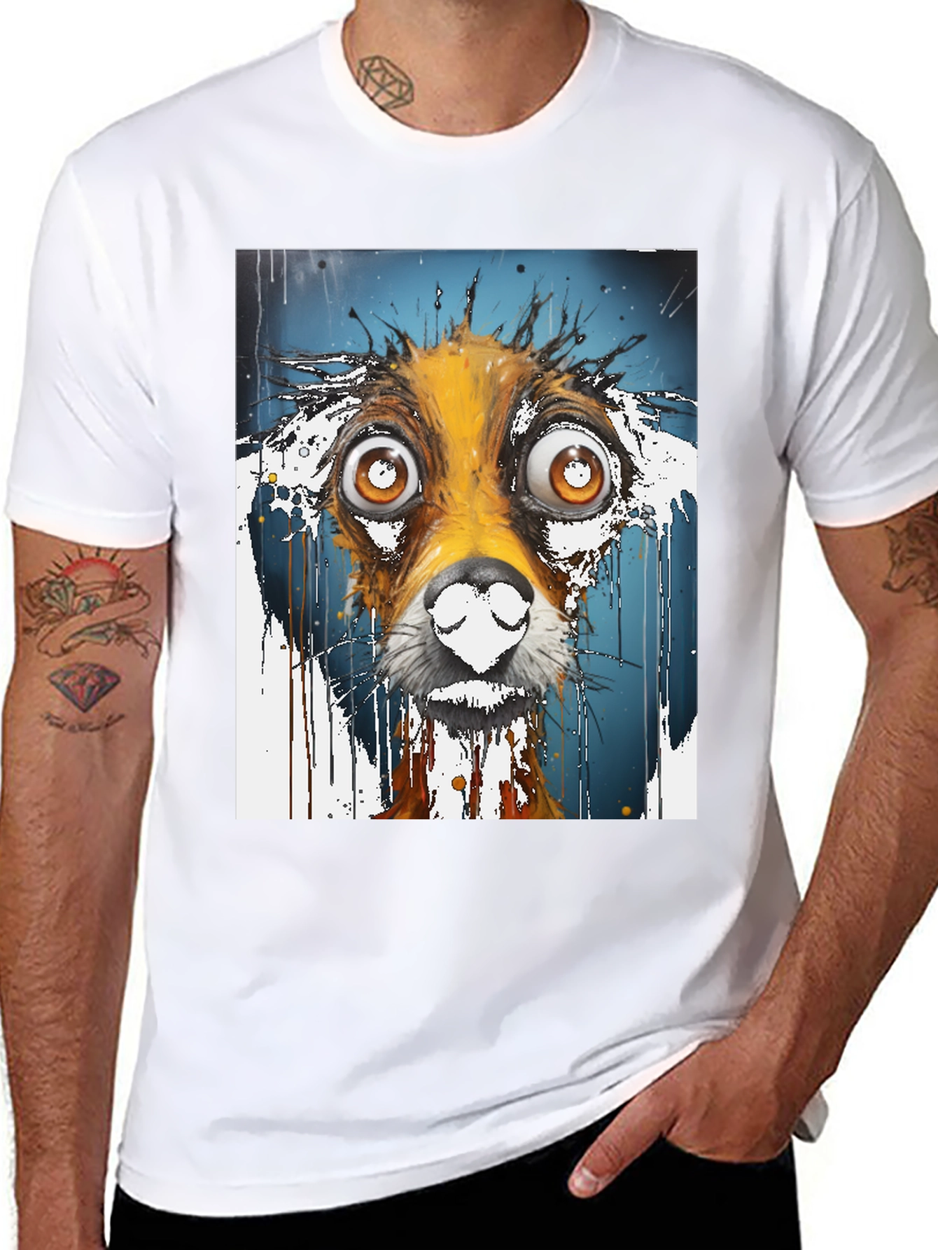 Black Dog Art Graphic Tee - Unisex Black Cotton T-Shirt view 8