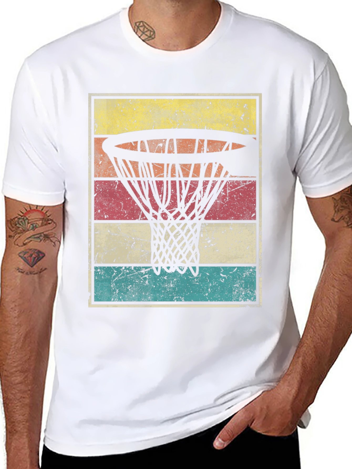 Black Retro Basketball Hoop Graphic T-Shirt view 8