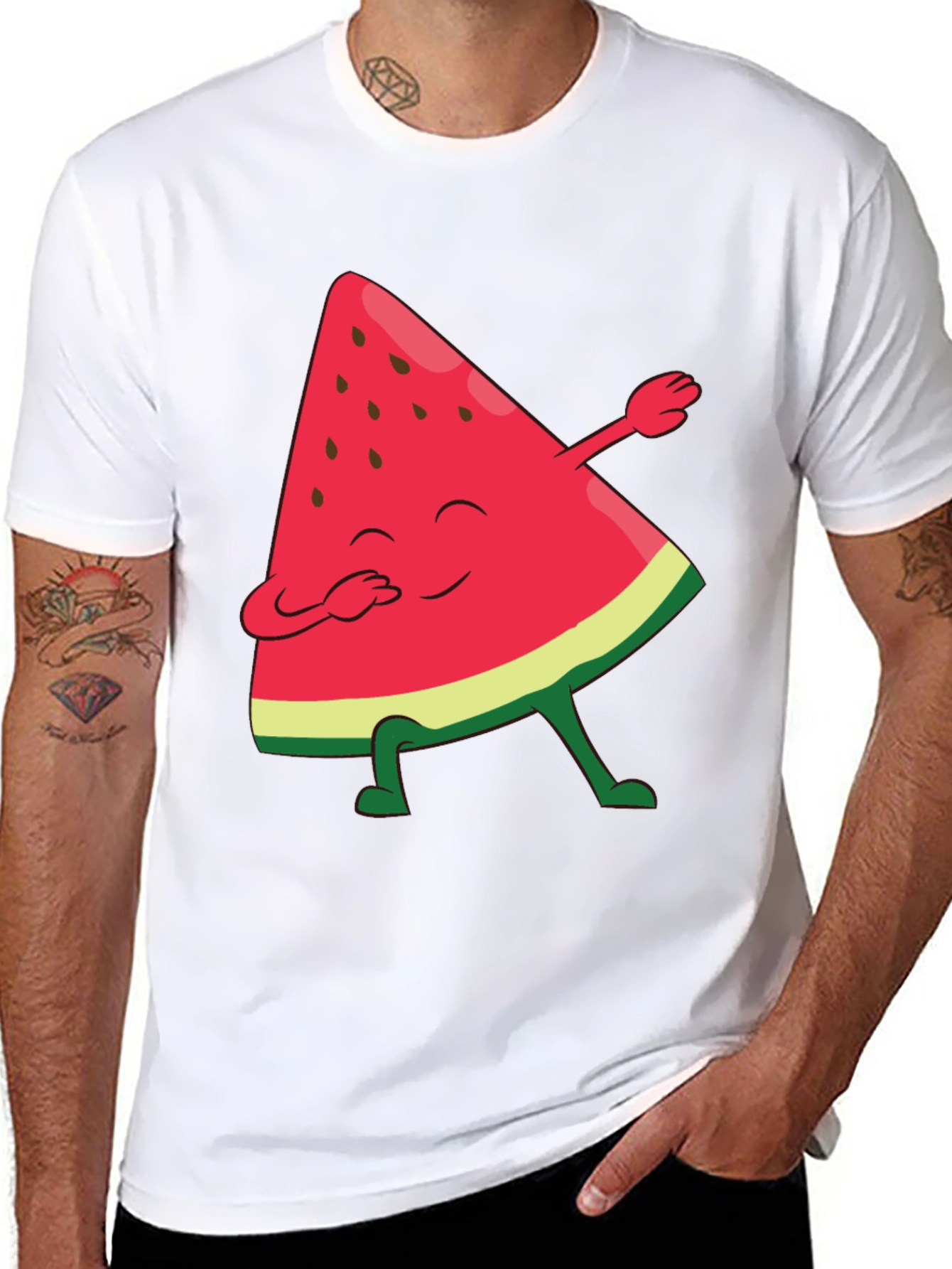 Black Watermelon Dab Funny Graphic Tee view 8