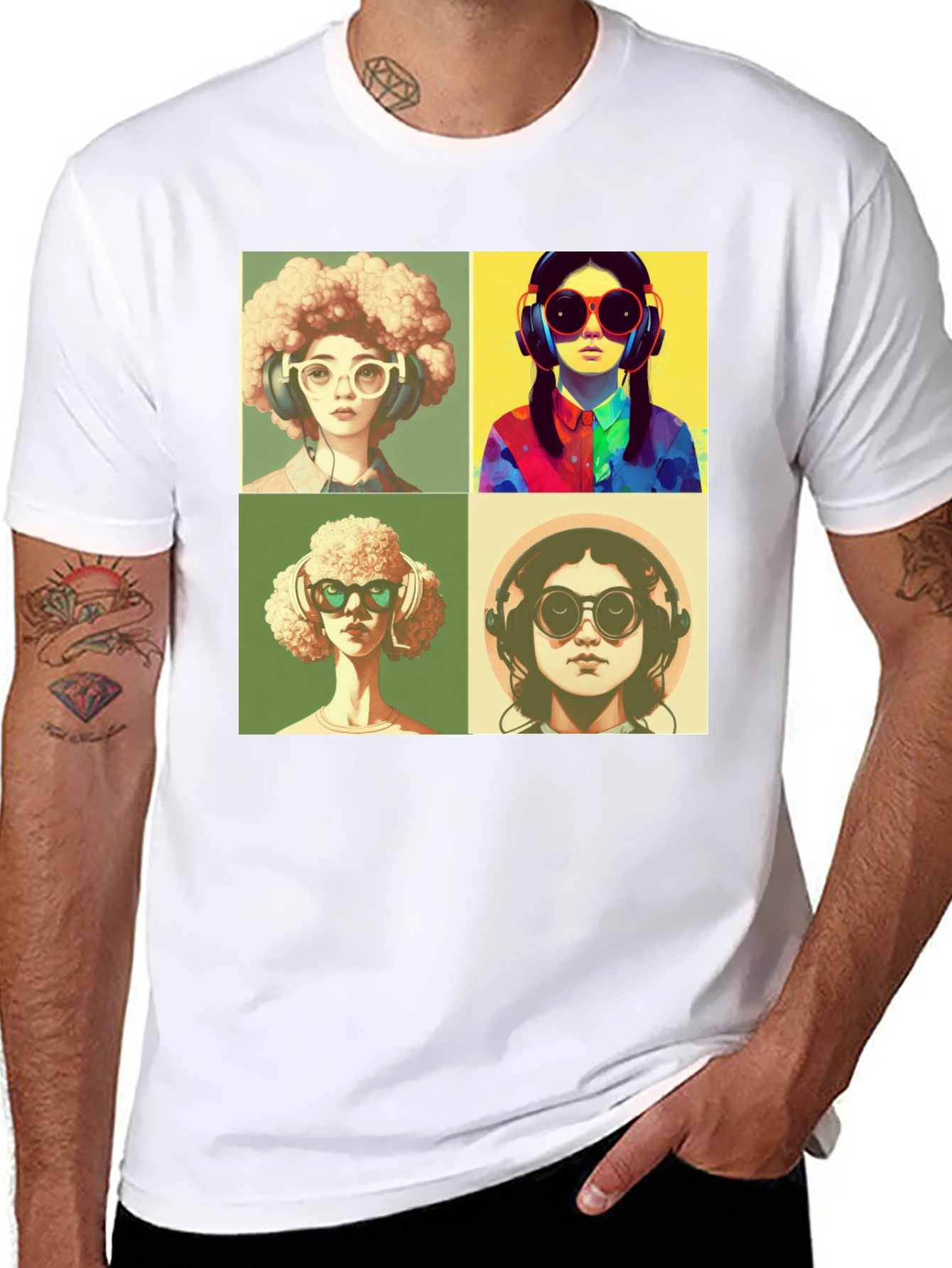 Black Retro Pop Art T-Shirt - Music Lover Fashion view 8
