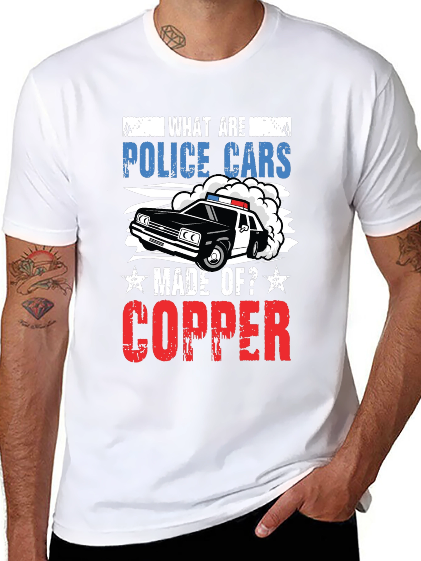 Black Police Car Humor Graphic T-Shirt view 8
