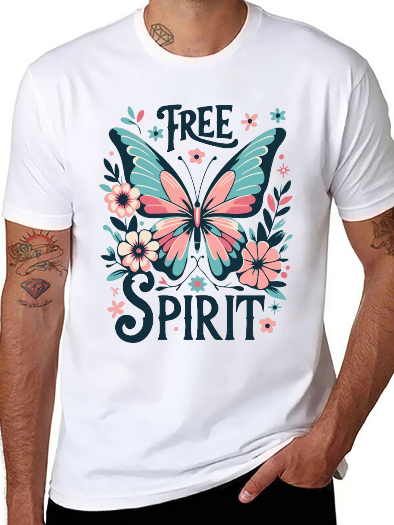 Black Free Spirit Butterfly Graphic Tee - Black view 8