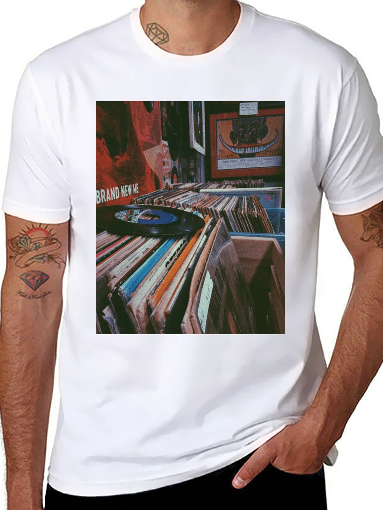 Black Vinyl Record Collection Graphic Tee - Music Lover Shirt view 8