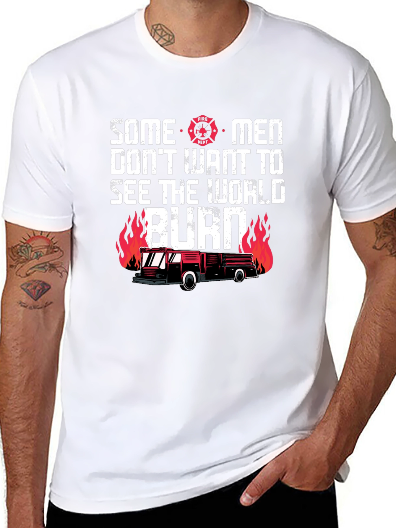 Black Firefighter T-Shirt: Some Men Don't Want To See The World Burn view 8