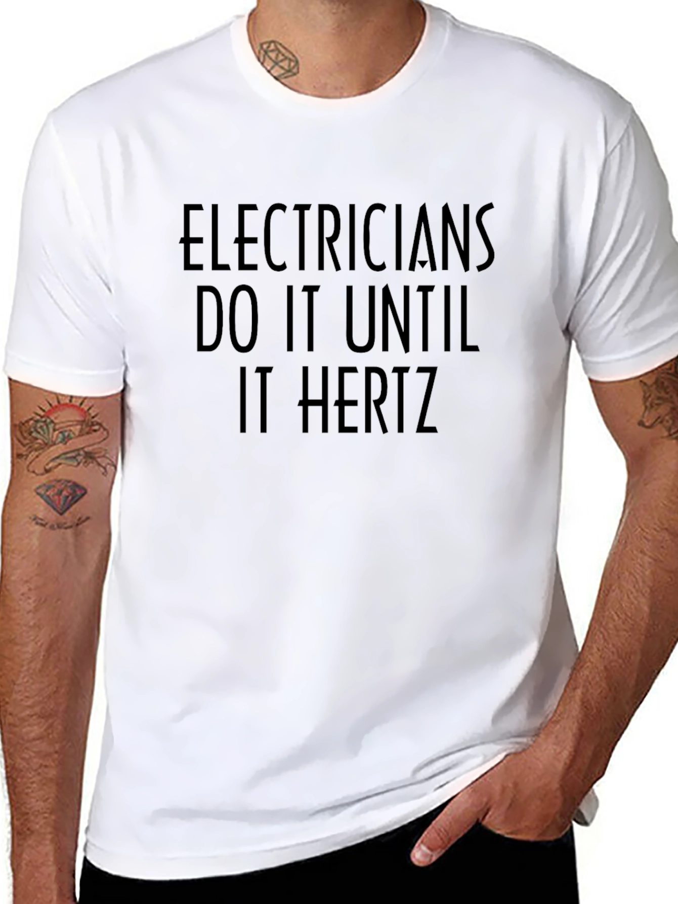 Black Electrician Humor Graphic Tee - Do It Until It Hertz view 8