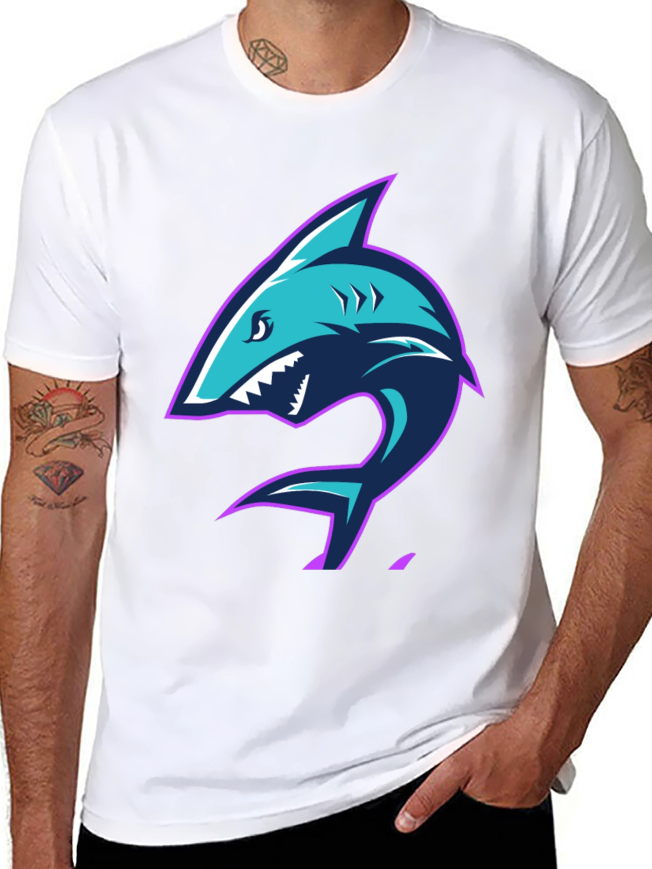 Black Shark Graphic Tee - Men's Black T-Shirt view 8