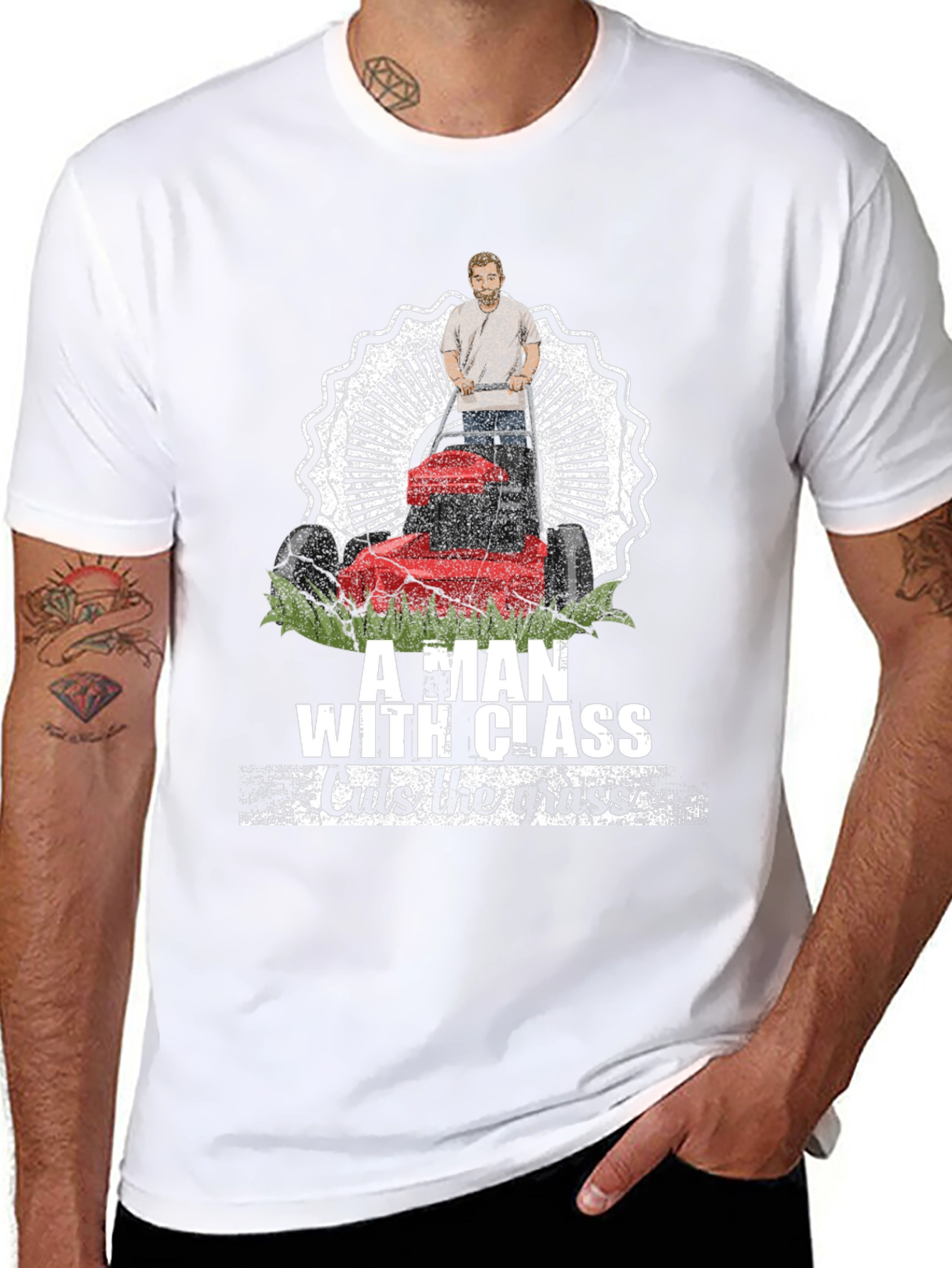 Black Classy Lawn Mower Tee view 8