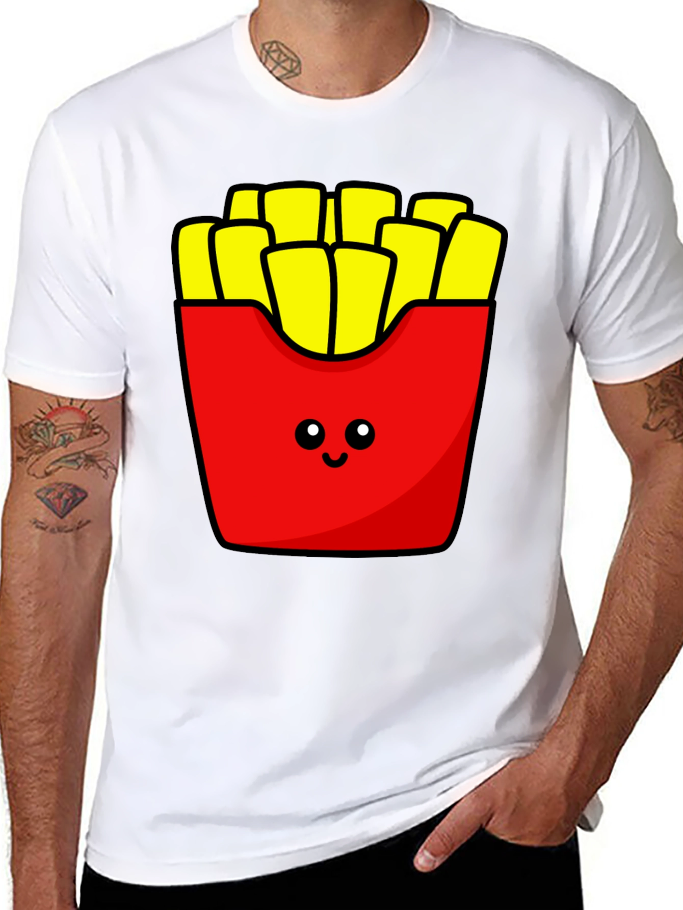 Black Cute French Fries Graphic Tee view 8